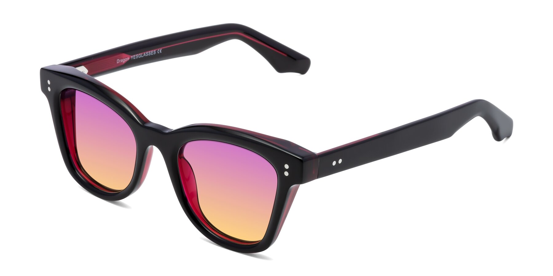 Angle of Dragon in Black-Purple with Purple / Yellow Gradient Lenses