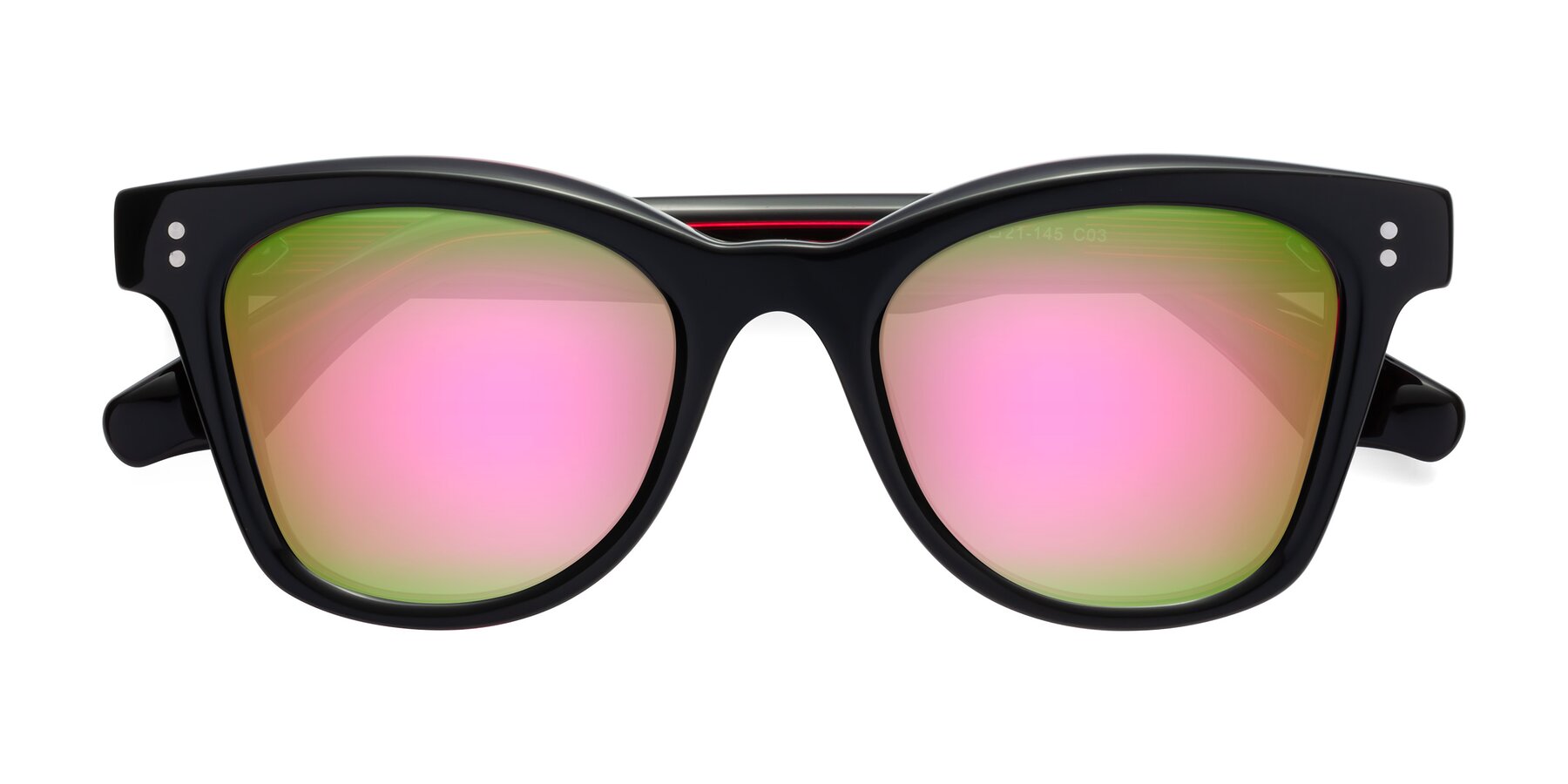 Folded Front of Dragon in Black-Purple with Pink Mirrored Lenses