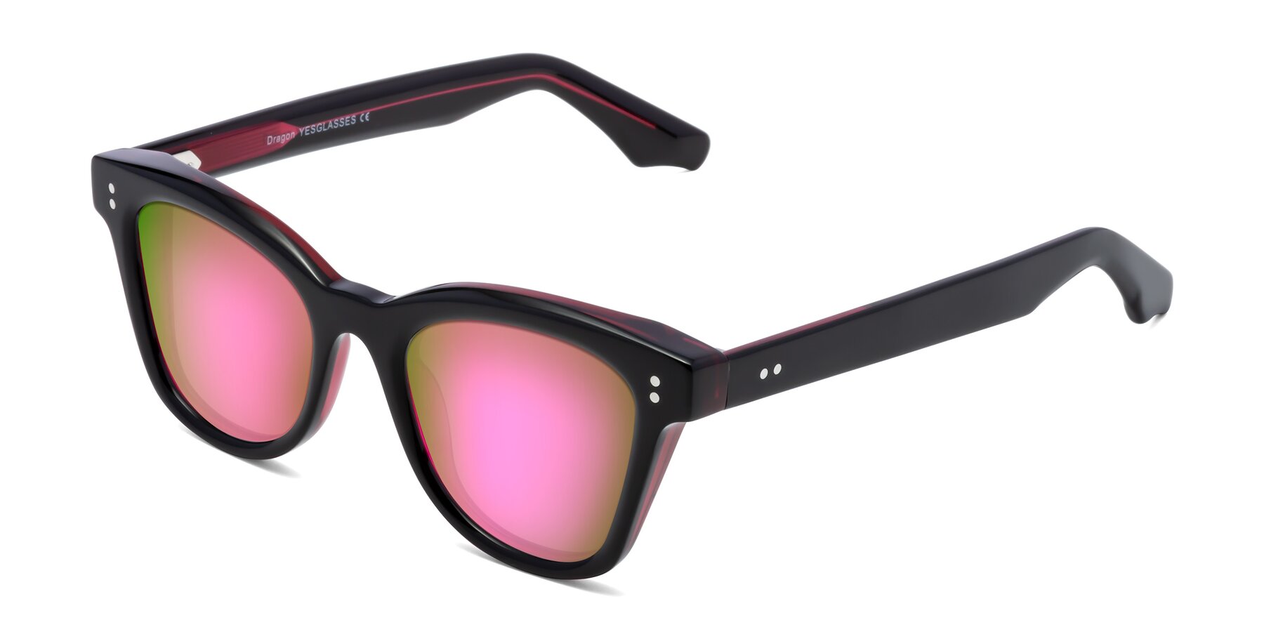 Angle of Dragon in Black-Purple with Pink Mirrored Lenses