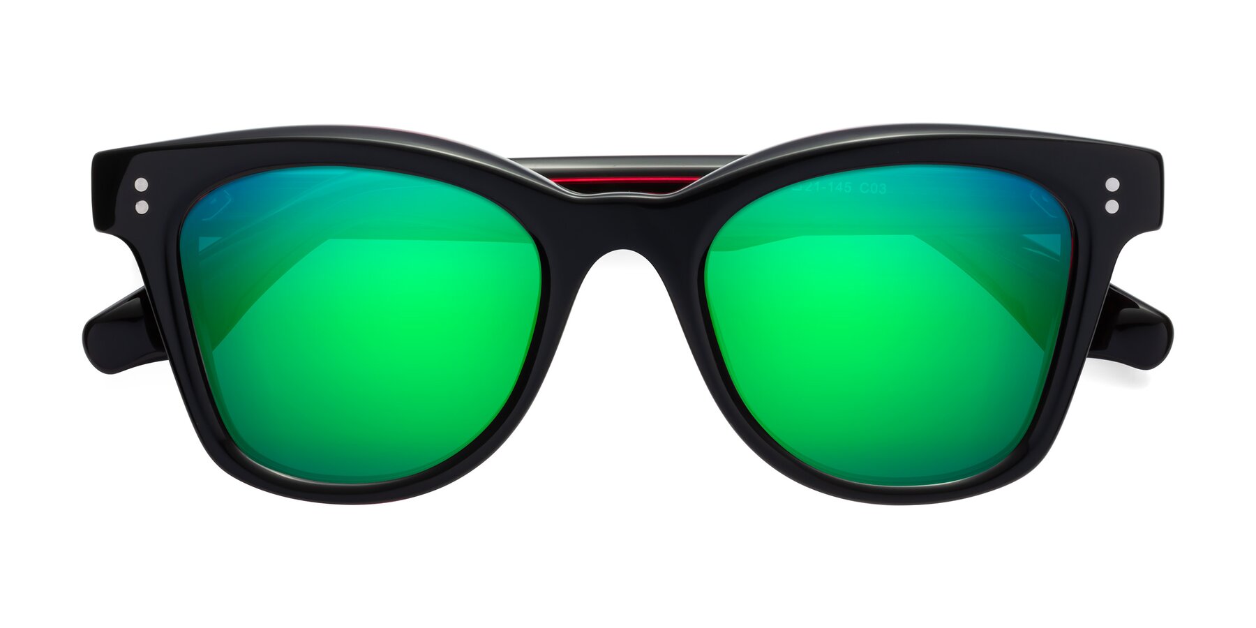 Folded Front of Dragon in Black-Purple with Green Mirrored Lenses