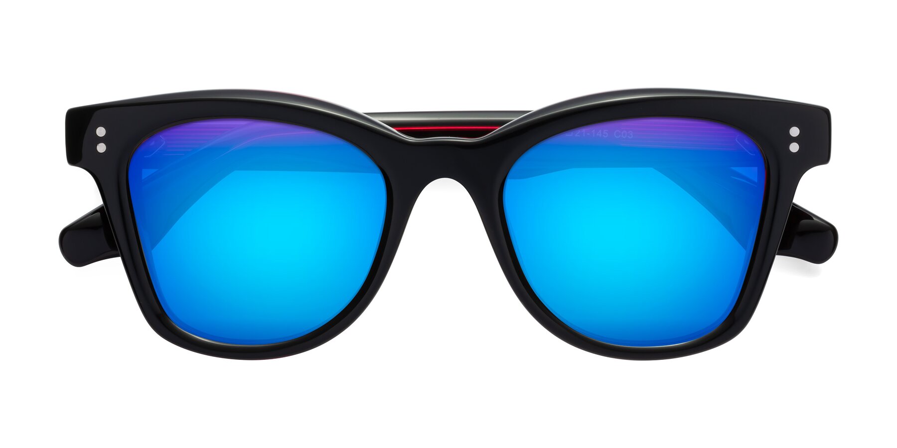 Folded Front of Dragon in Black-Purple with Blue Mirrored Lenses