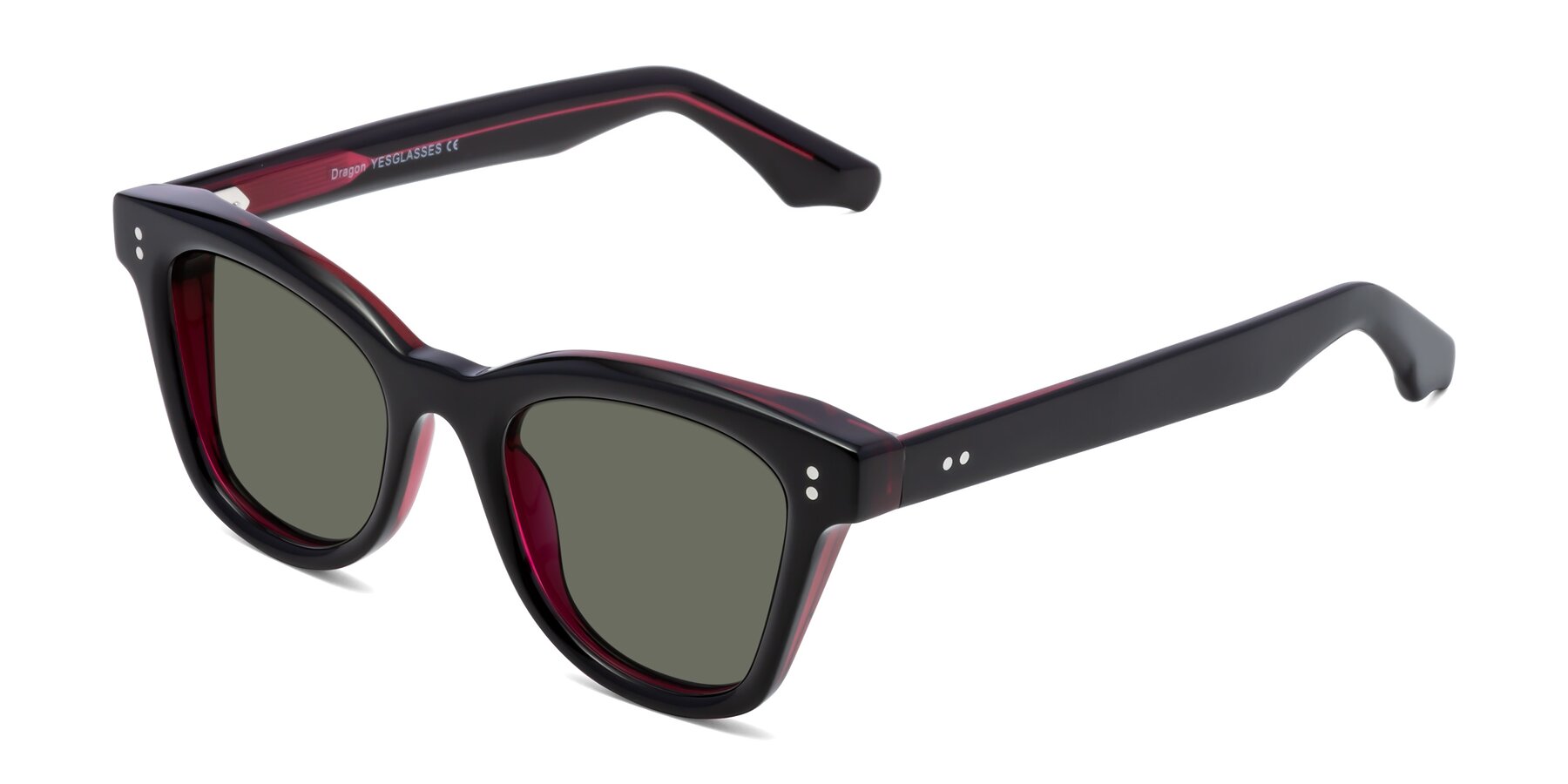 Angle of Dragon in Black-Purple with Gray Polarized Lenses