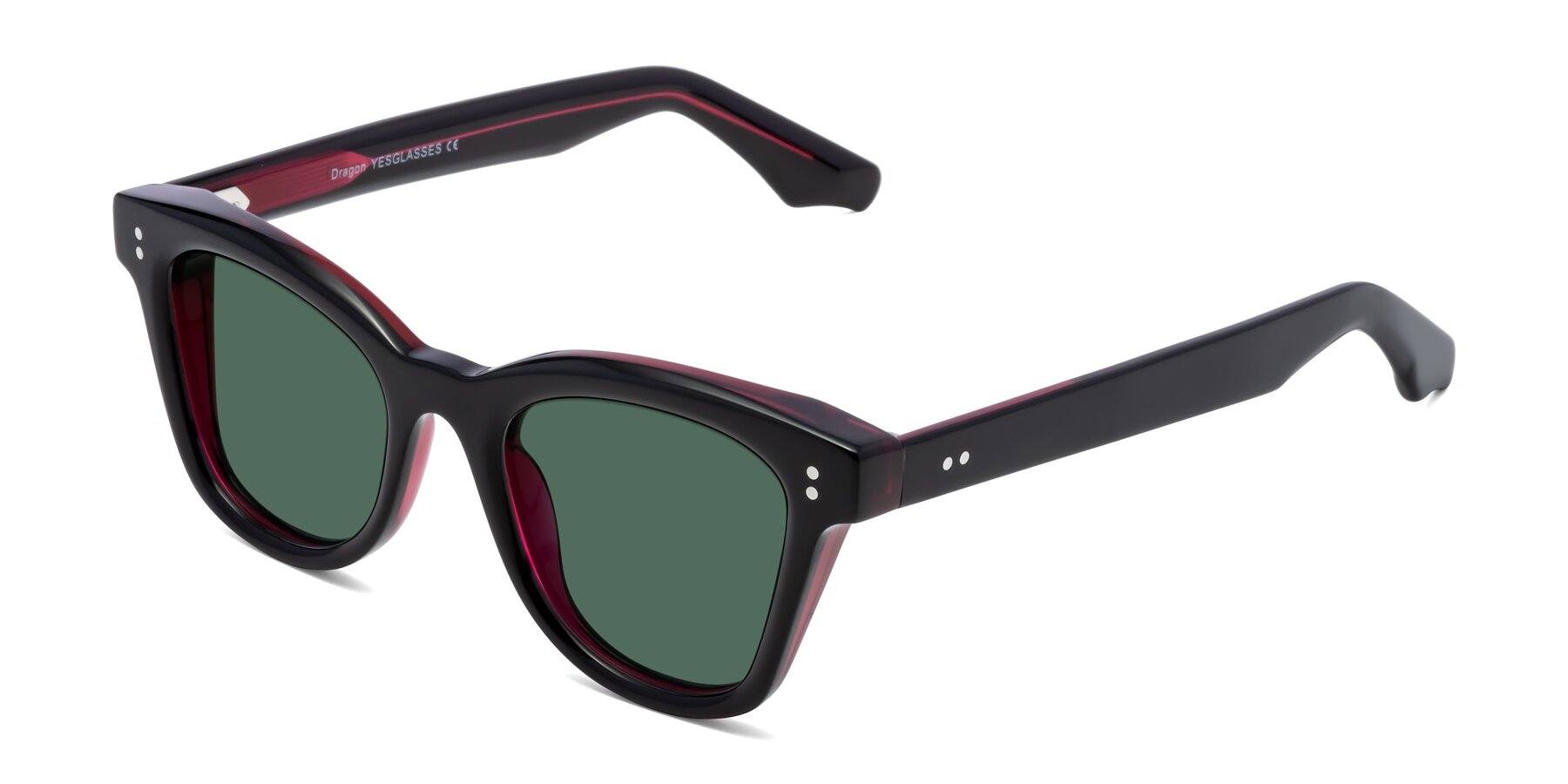 Angle of Dragon in Black-Purple with Green Polarized Lenses