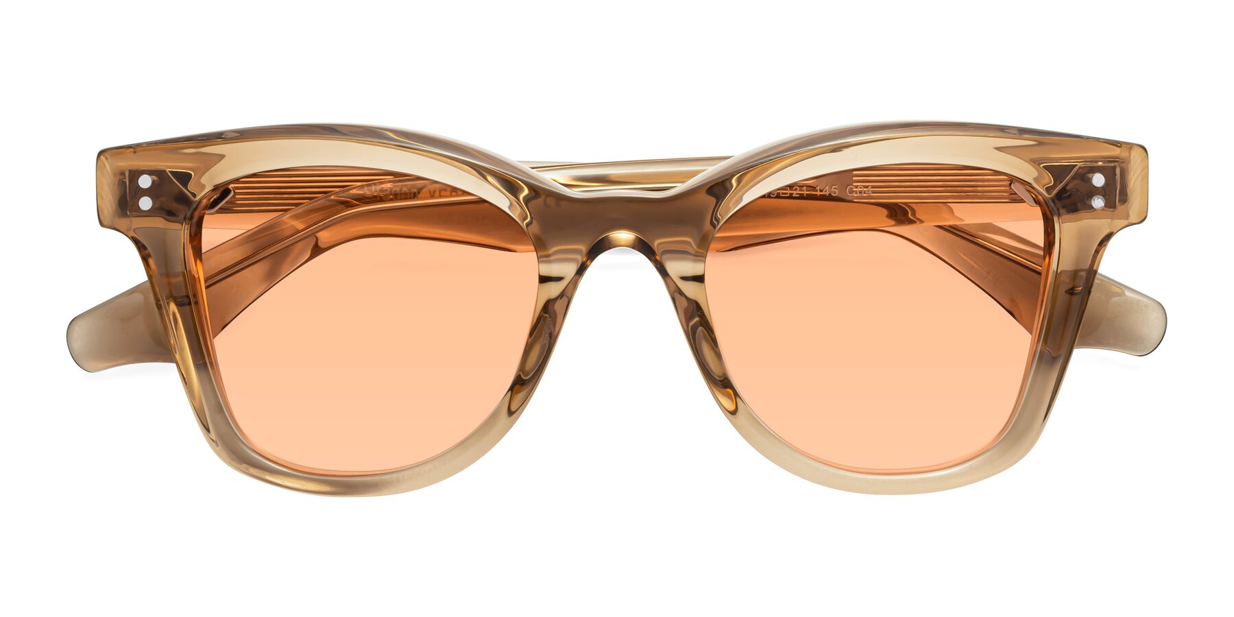 Folded Front of Dragon in Champagne with Light Orange Tinted Lenses