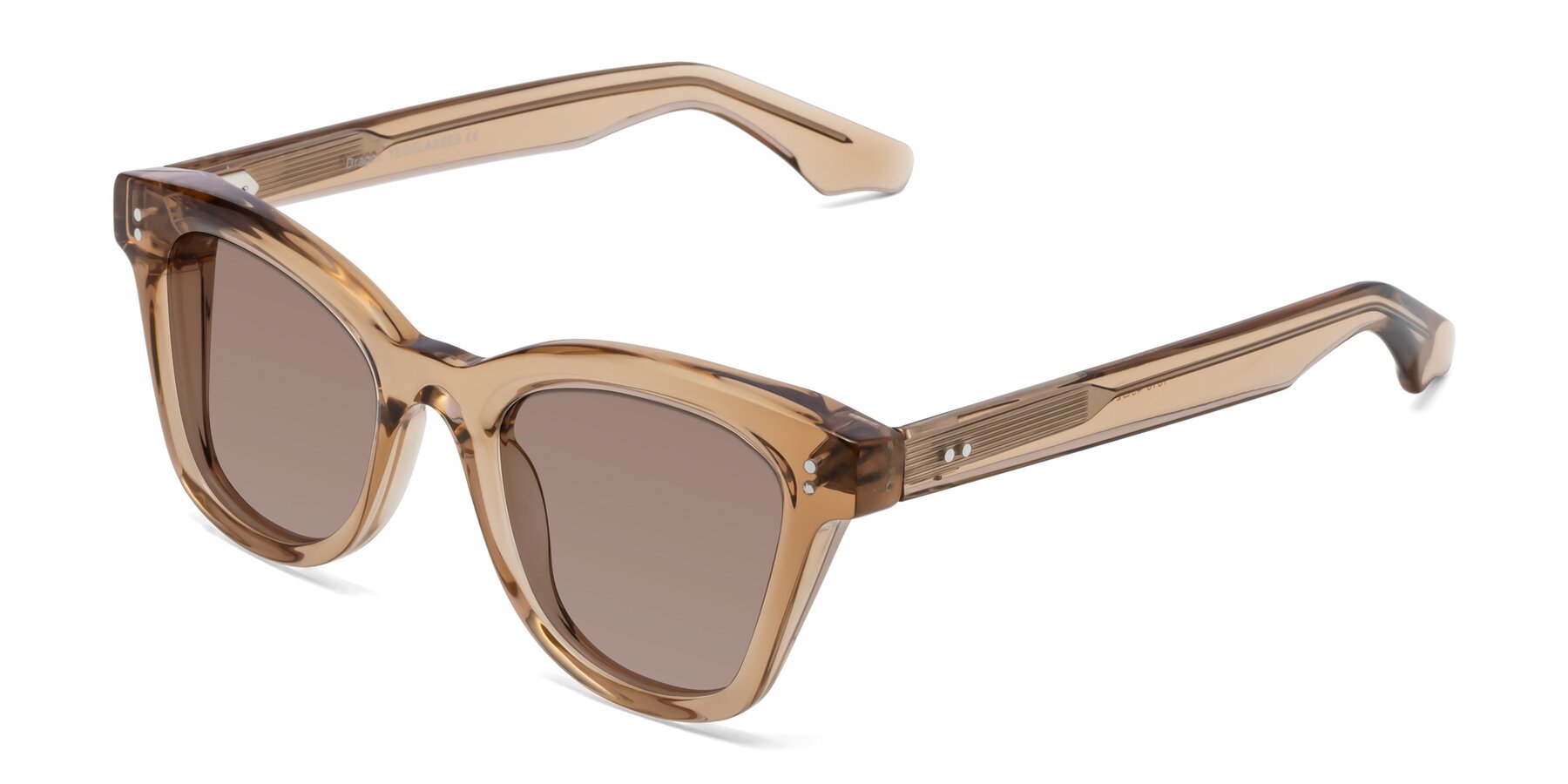 Angle of Dragon in Champagne with Medium Brown Tinted Lenses