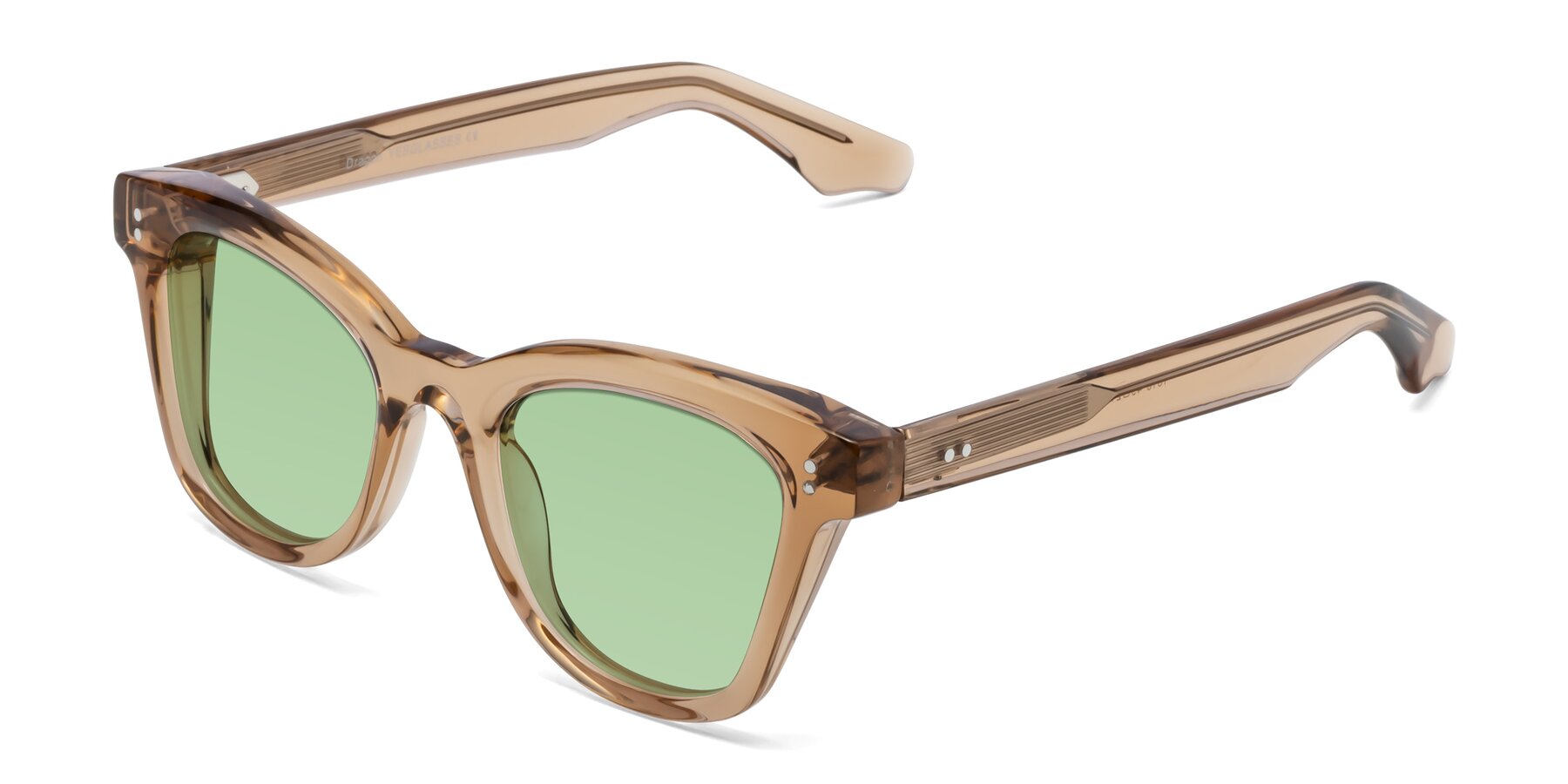 Angle of Dragon in Champagne with Medium Green Tinted Lenses