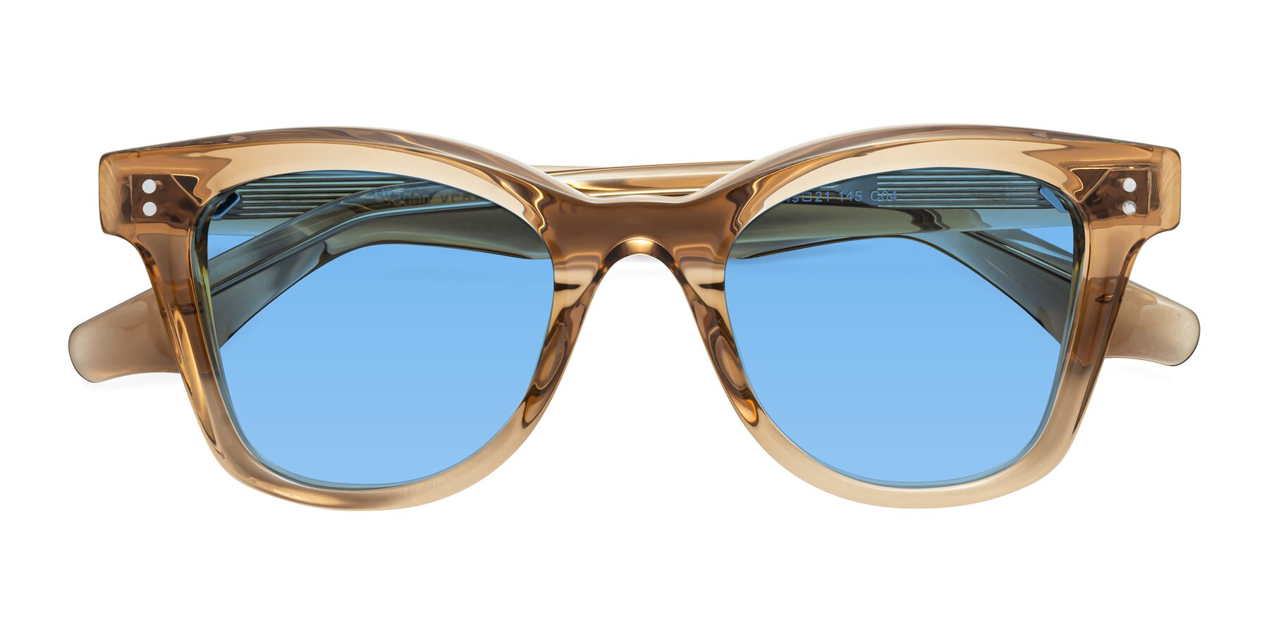 Folded Front of Dragon in Champagne with Medium Blue Tinted Lenses