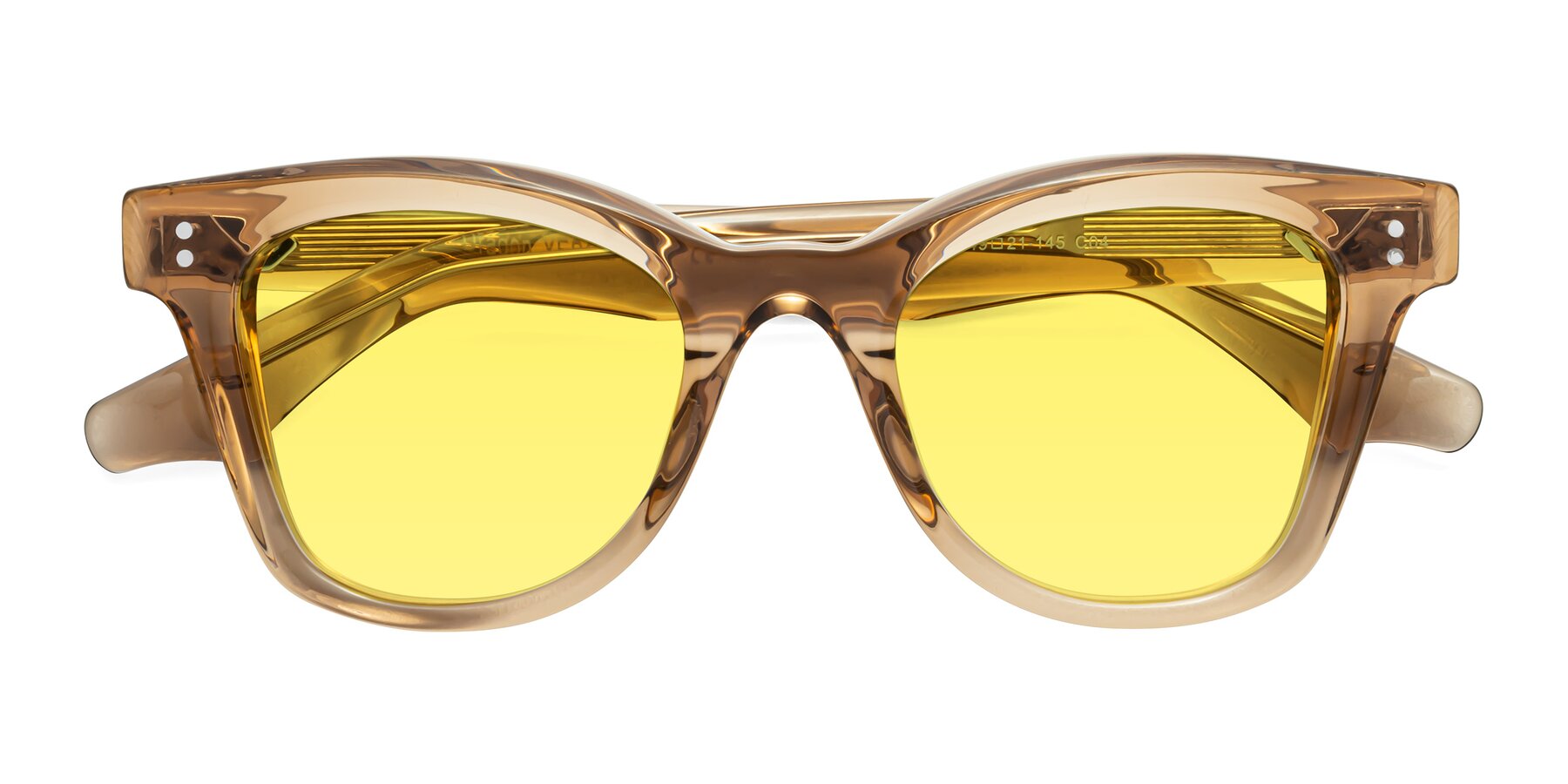 Folded Front of Dragon in Champagne with Medium Yellow Tinted Lenses