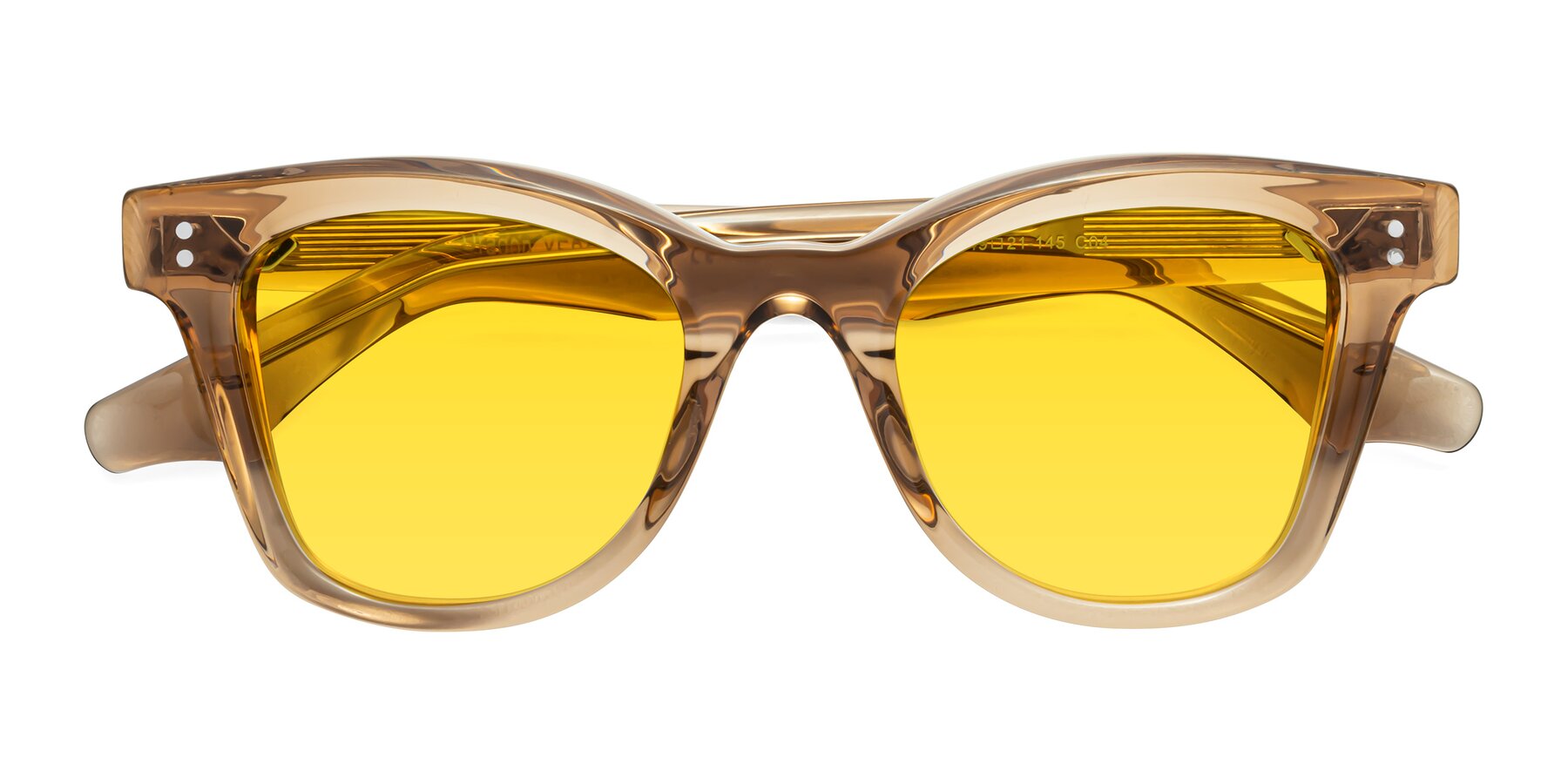 Folded Front of Dragon in Champagne with Yellow Tinted Lenses