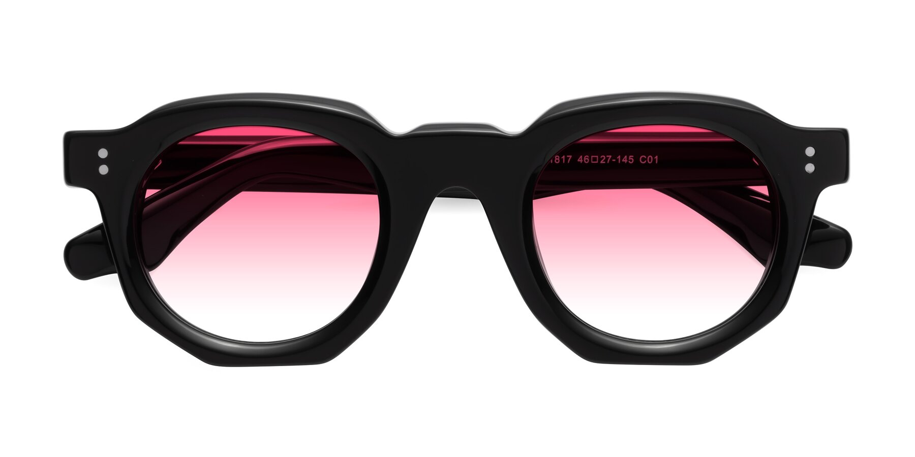 Folded Front of Clio in Black with Pink Gradient Lenses