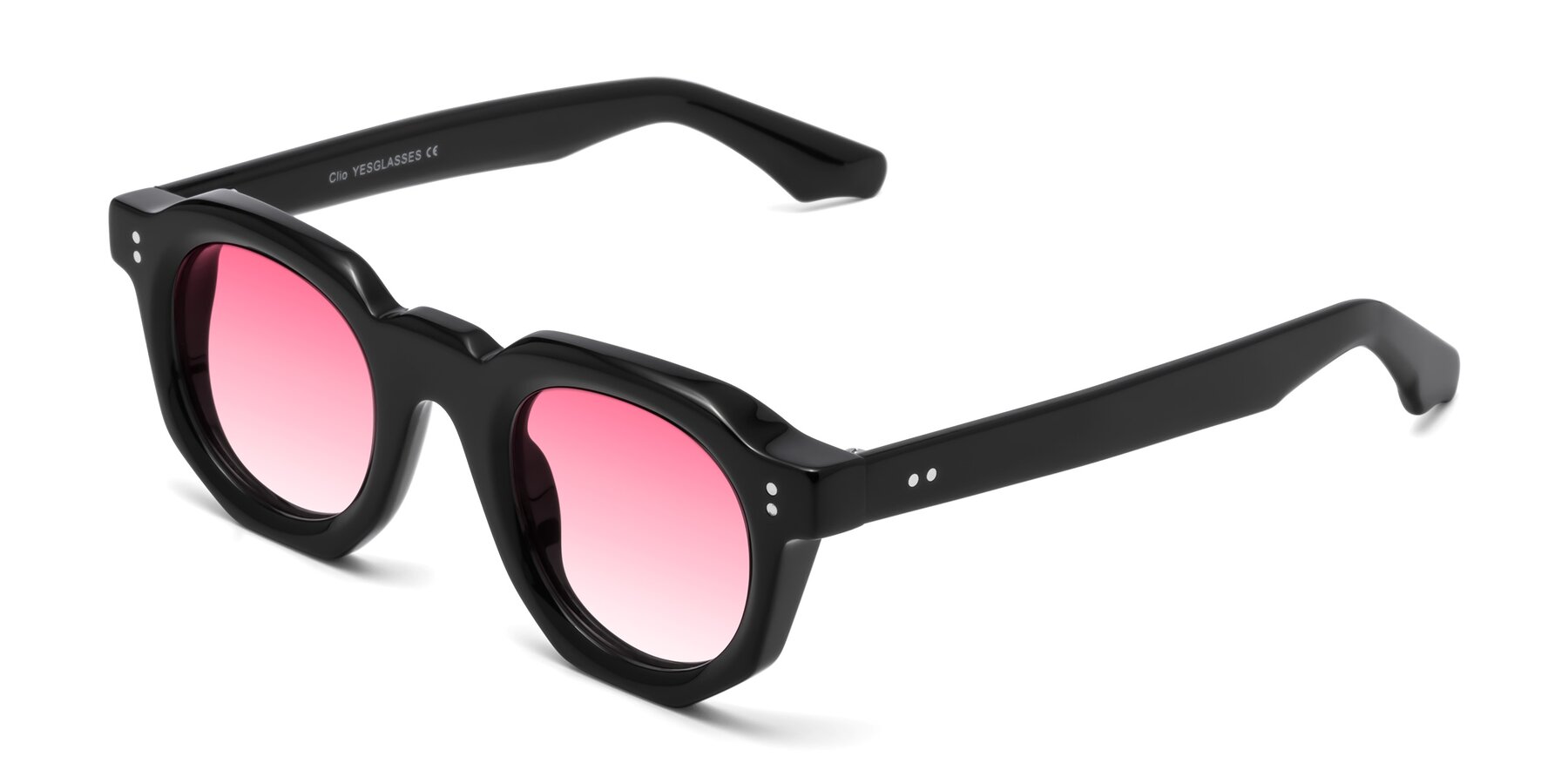Angle of Clio in Black with Pink Gradient Lenses