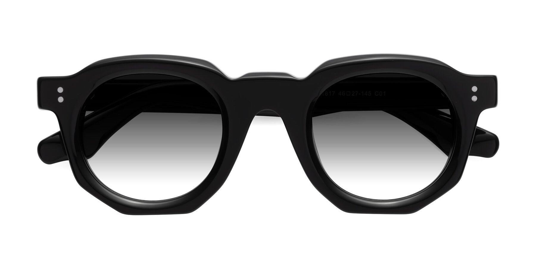 Folded Front of Clio in Black with Gray Gradient Lenses
