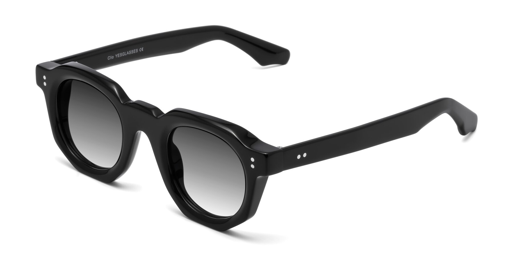 Angle of Clio in Black with Gray Gradient Lenses