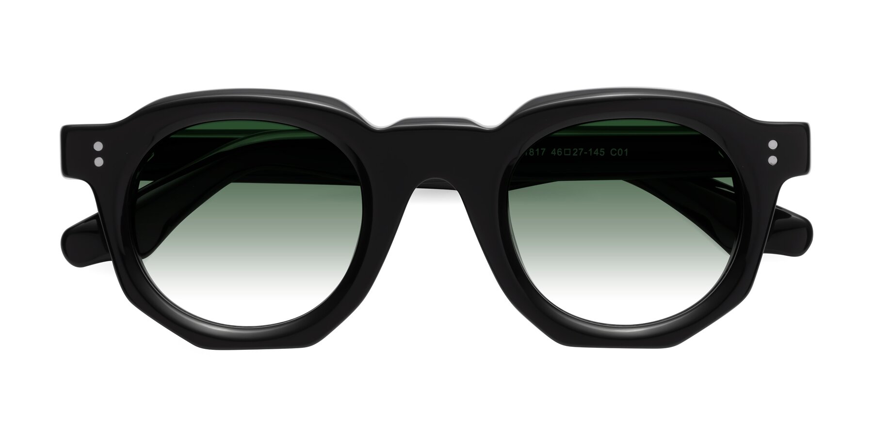 Folded Front of Clio in Black with Green Gradient Lenses