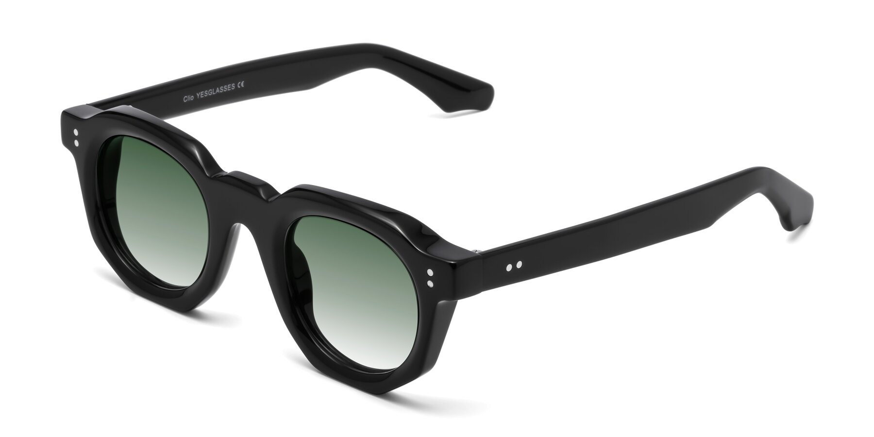 Angle of Clio in Black with Green Gradient Lenses