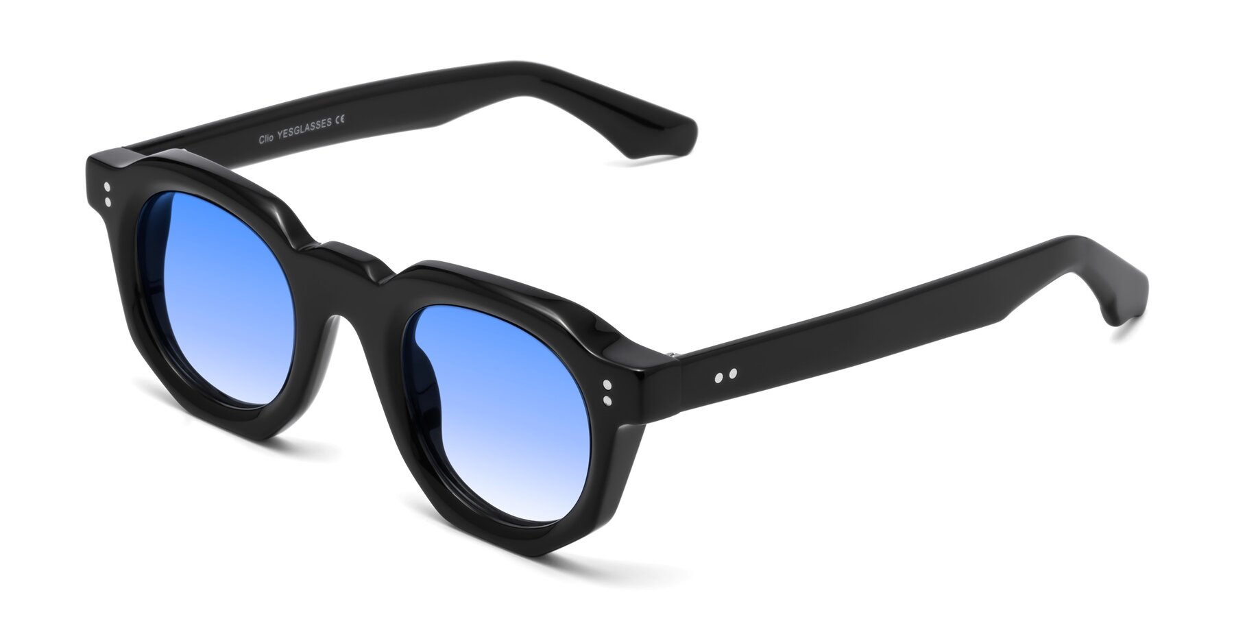 Angle of Clio in Black with Blue Gradient Lenses