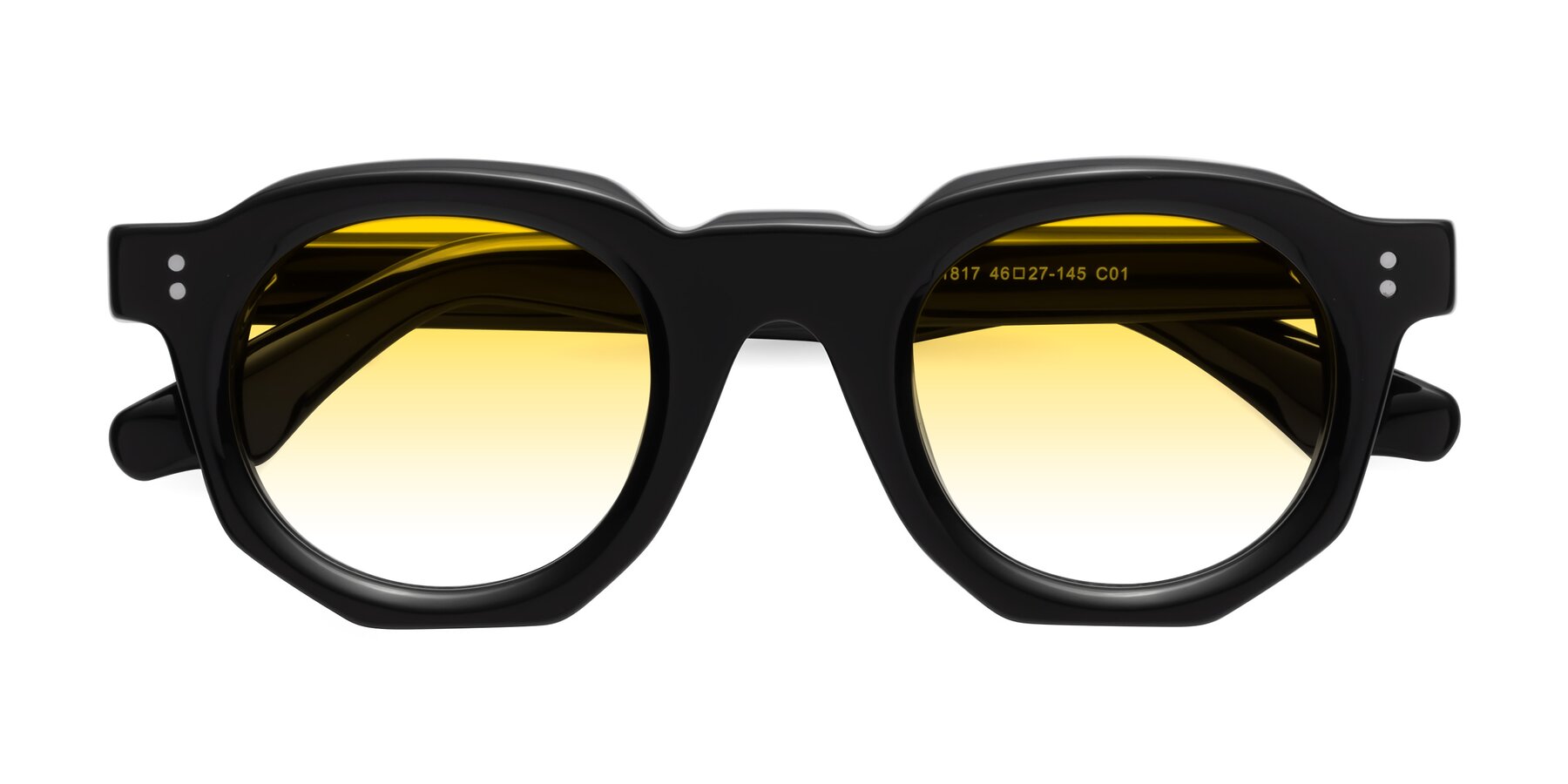 Folded Front of Clio in Black with Yellow Gradient Lenses