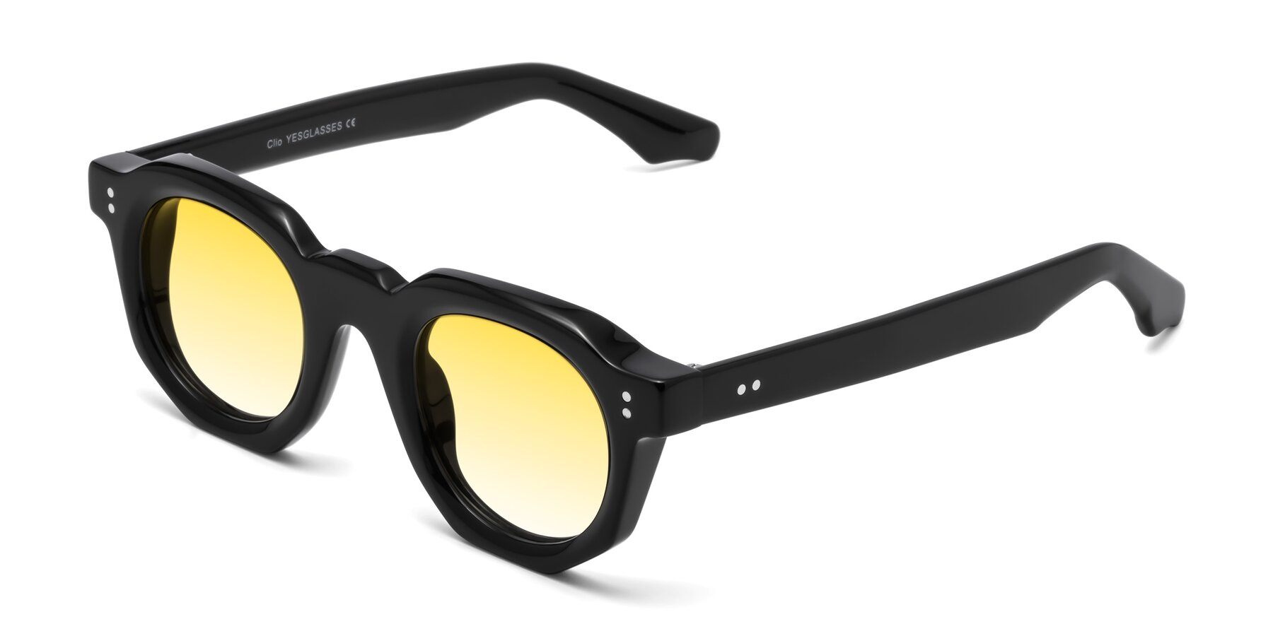 Angle of Clio in Black with Yellow Gradient Lenses