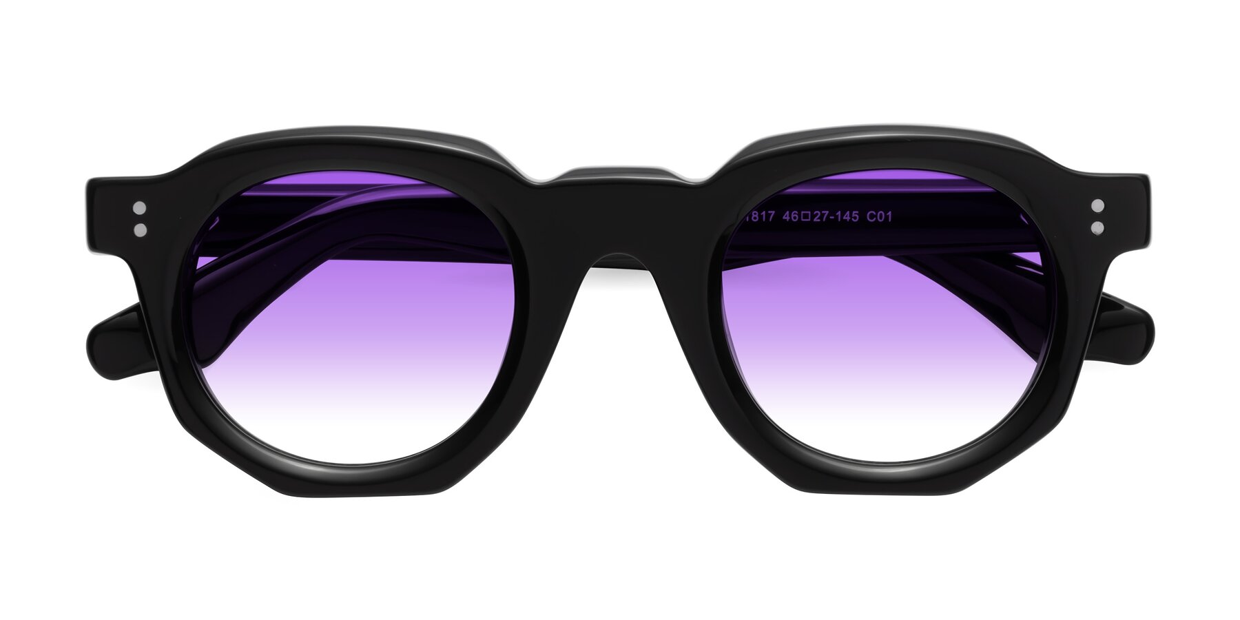 Folded Front of Clio in Black with Purple Gradient Lenses