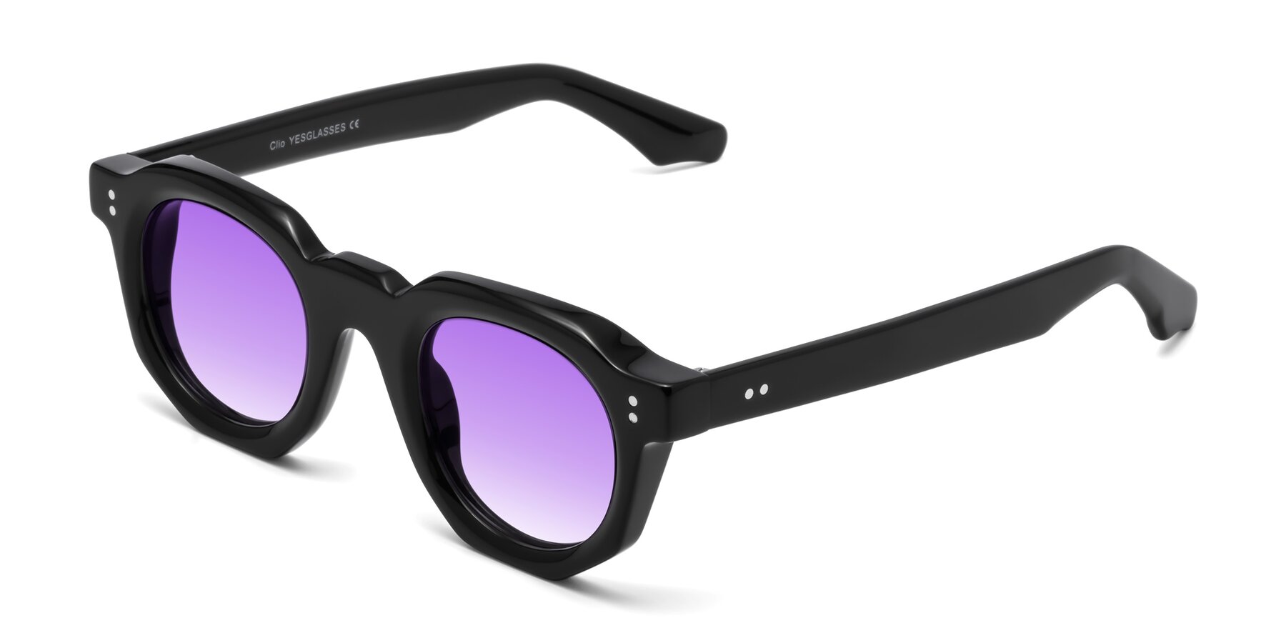 Angle of Clio in Black with Purple Gradient Lenses
