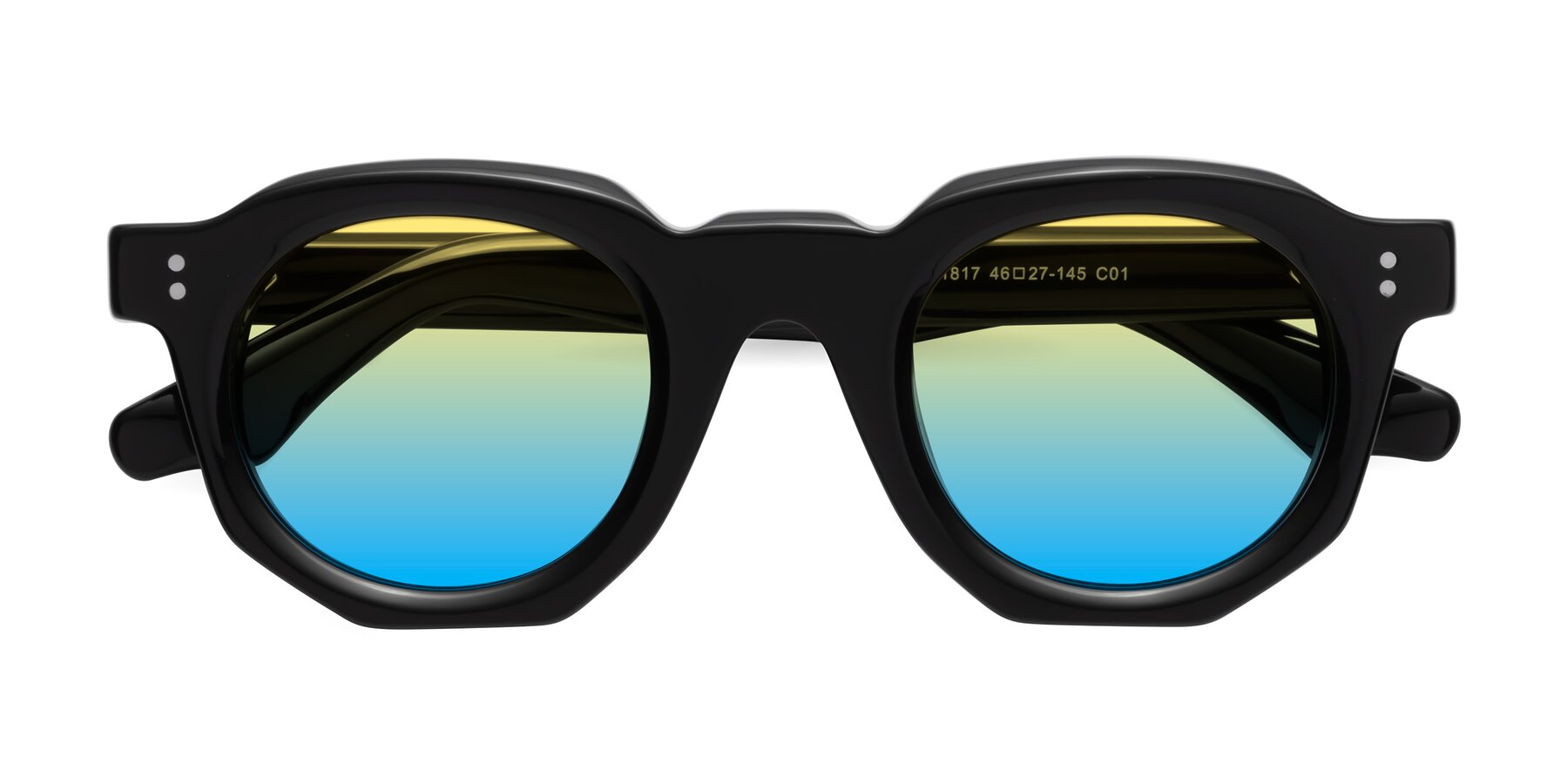 Folded Front of Clio in Black with Yellow / Blue Gradient Lenses