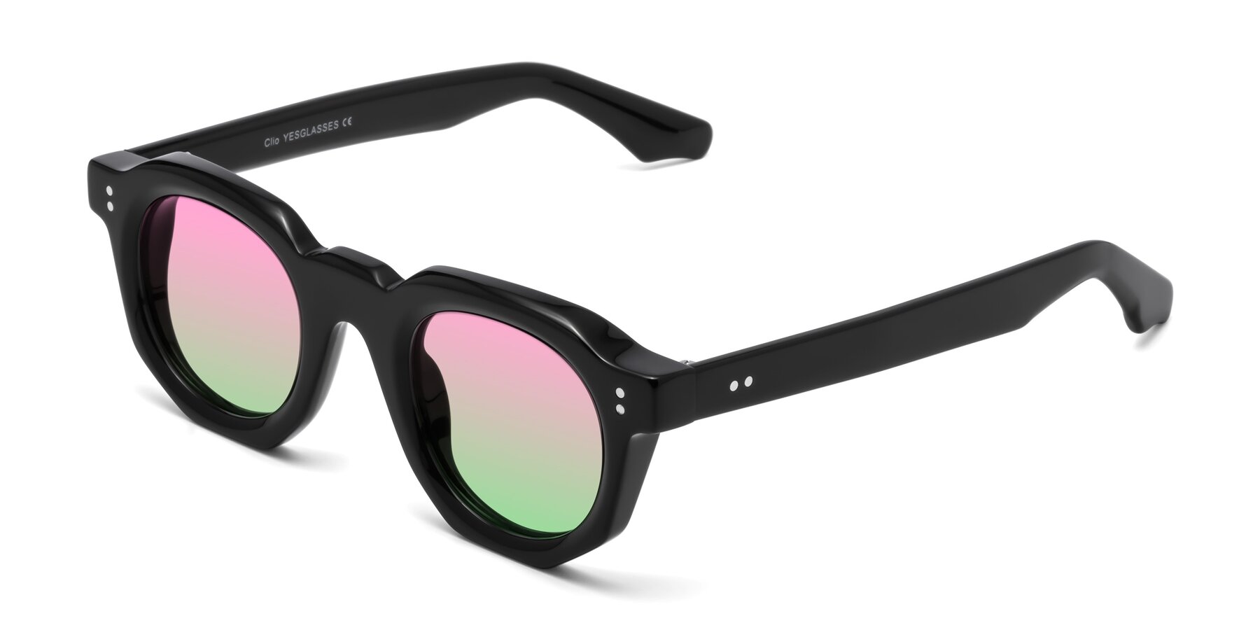 Angle of Clio in Black with Pink / Green Gradient Lenses