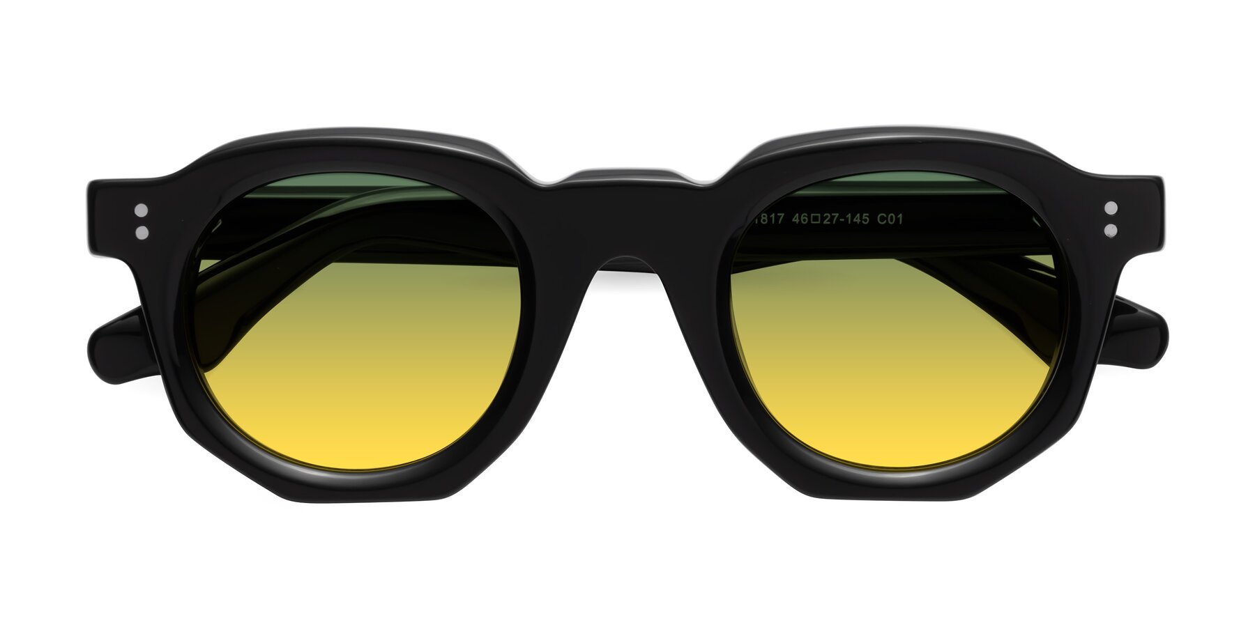 Folded Front of Clio in Black with Green / Yellow Gradient Lenses