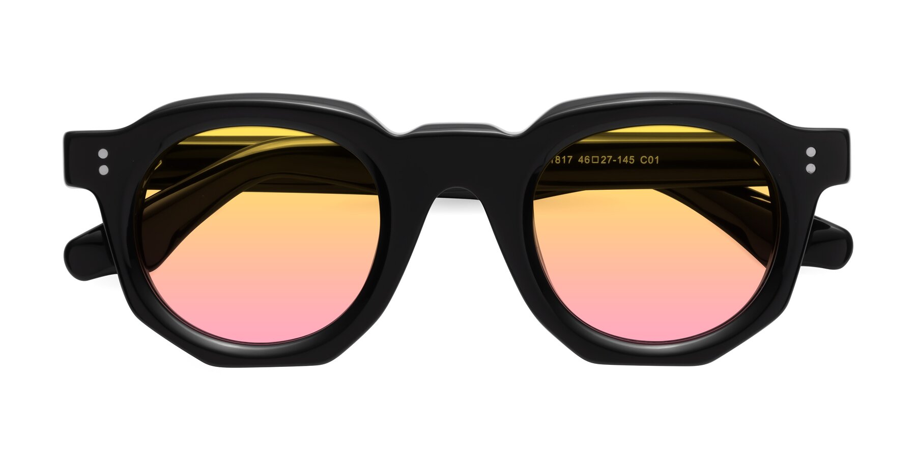 Folded Front of Clio in Black with Yellow / Pink Gradient Lenses
