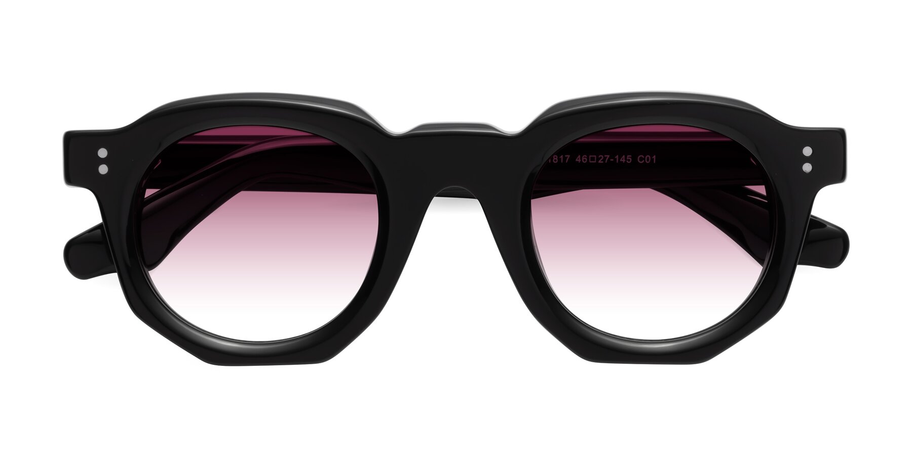 Folded Front of Clio in Black with Wine Gradient Lenses