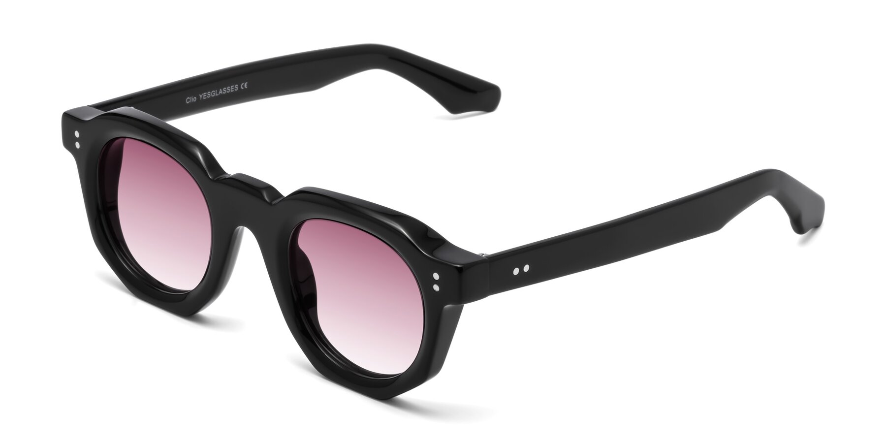 Angle of Clio in Black with Wine Gradient Lenses