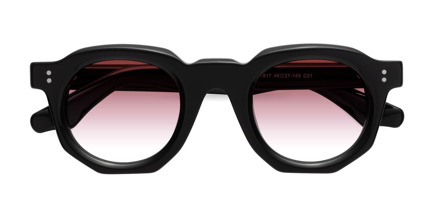 Folded Front of Clio in Black with Garnet Gradient Lenses