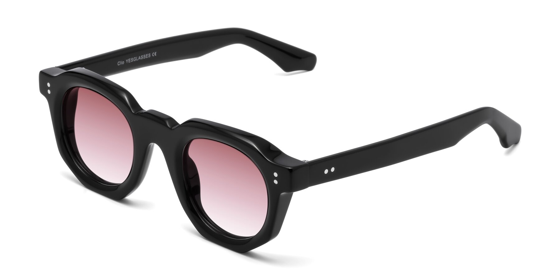 Angle of Clio in Black with Garnet Gradient Lenses