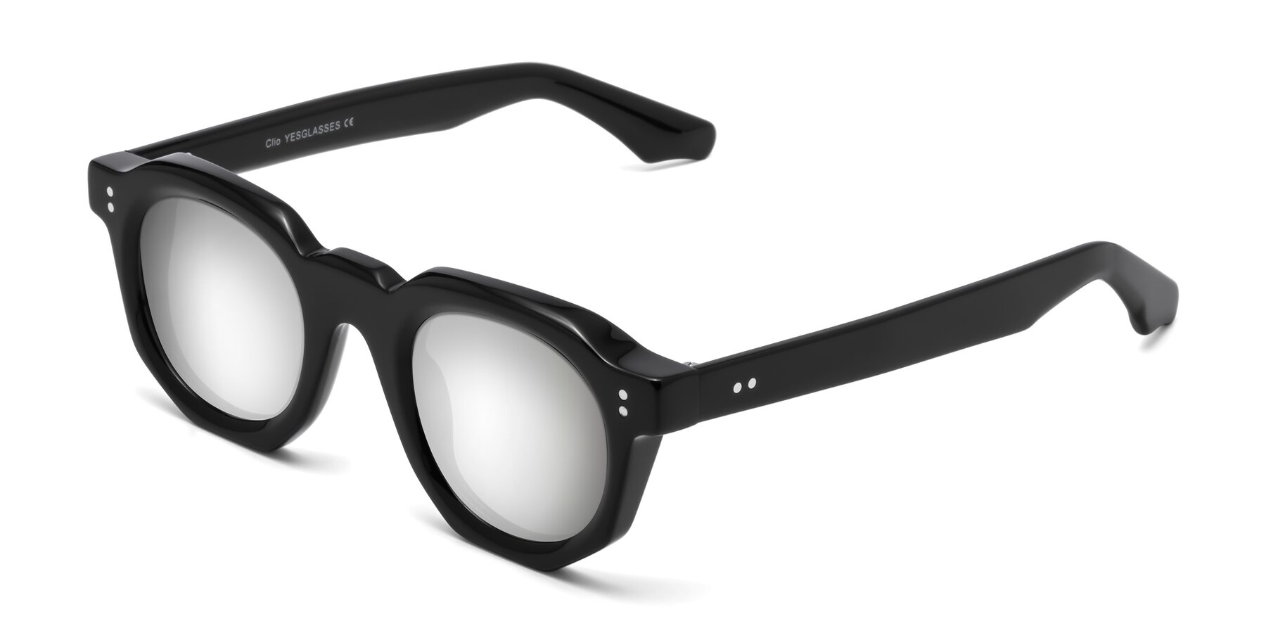 Angle of Clio in Black with Silver Mirrored Lenses