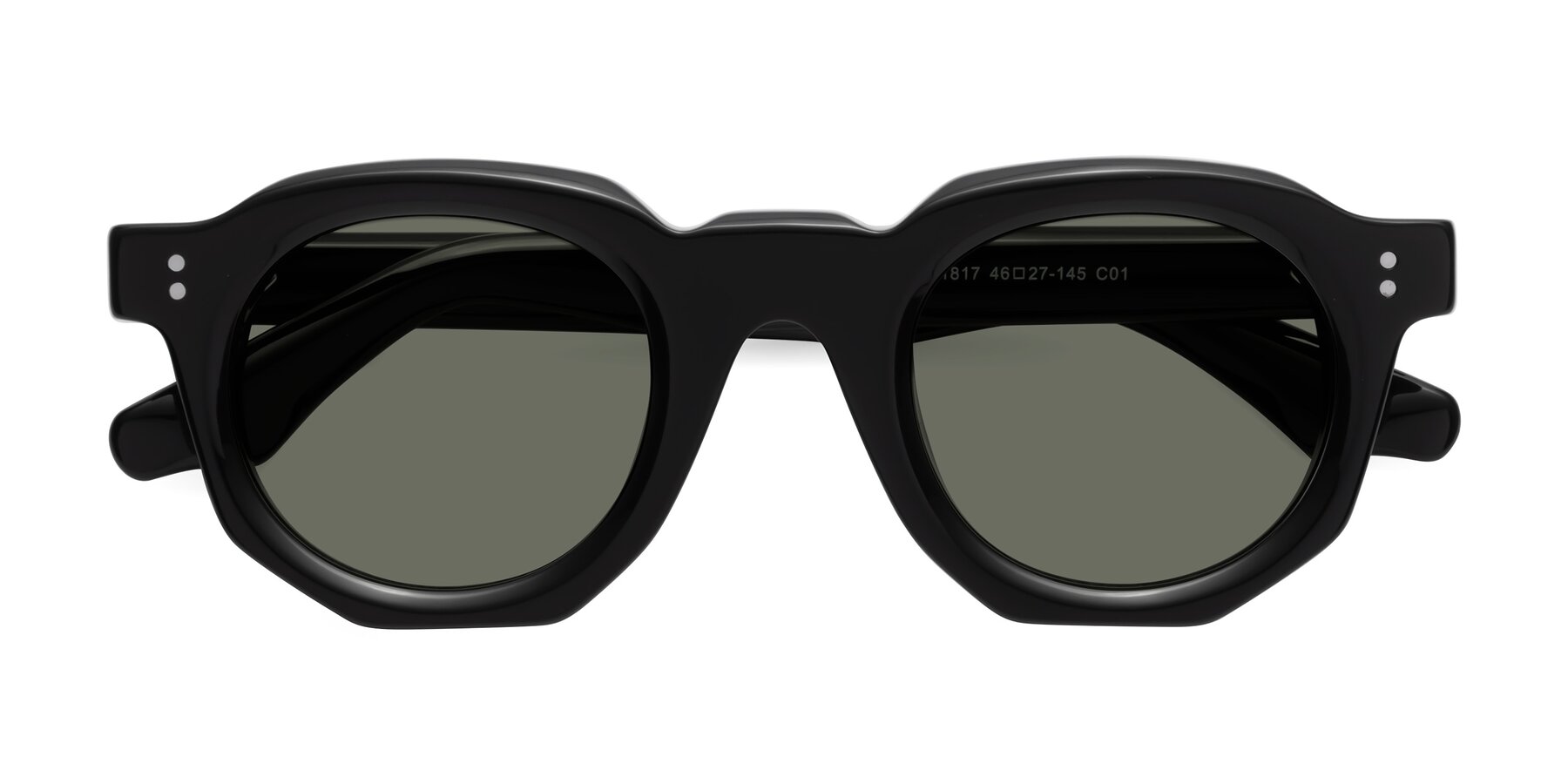 Folded Front of Clio in Black with Gray Polarized Lenses