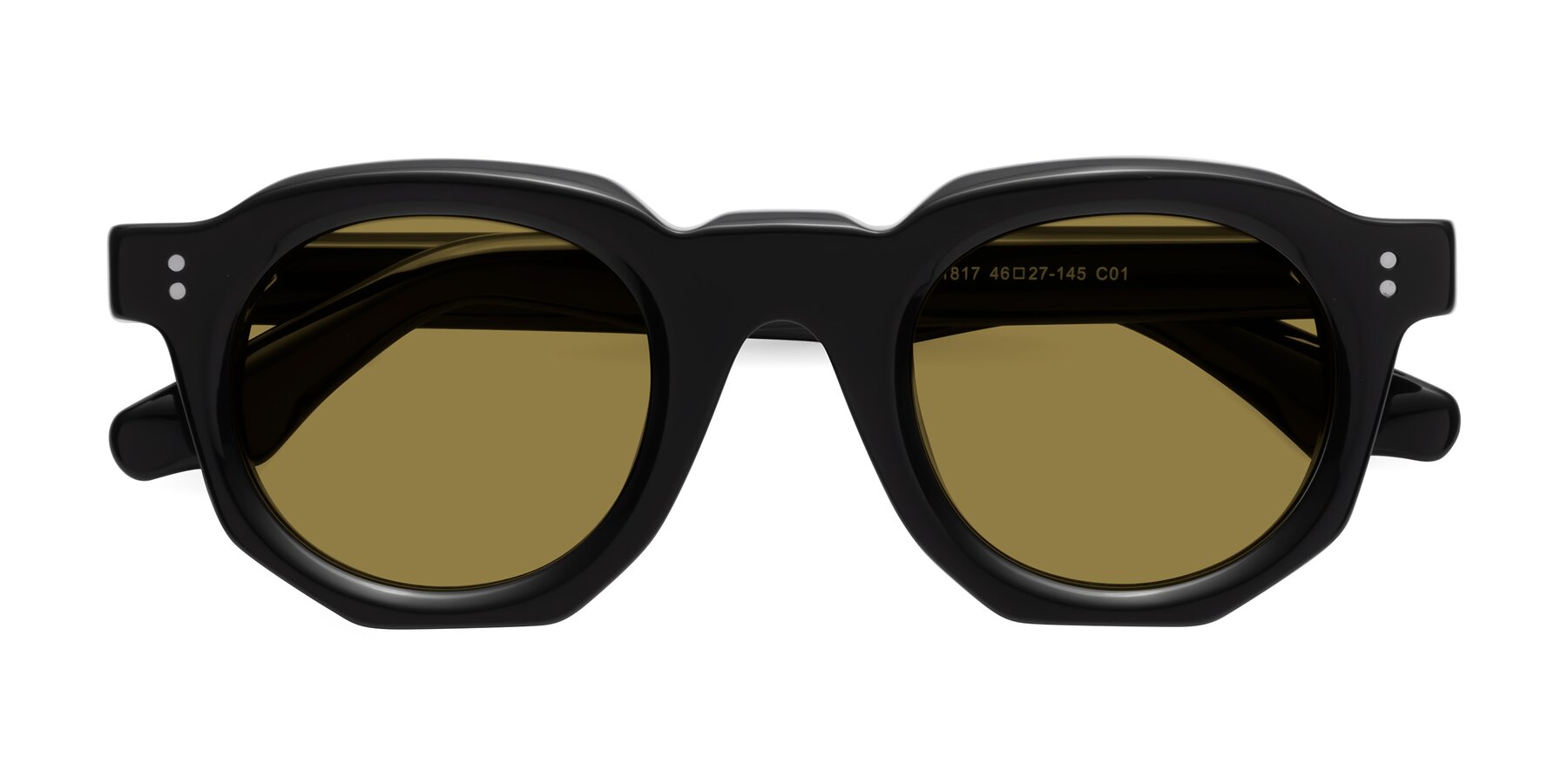 Folded Front of Clio in Black with Brown Polarized Lenses