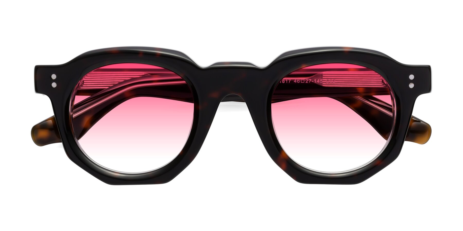 Folded Front of Clio in Tortoise with Pink Gradient Lenses