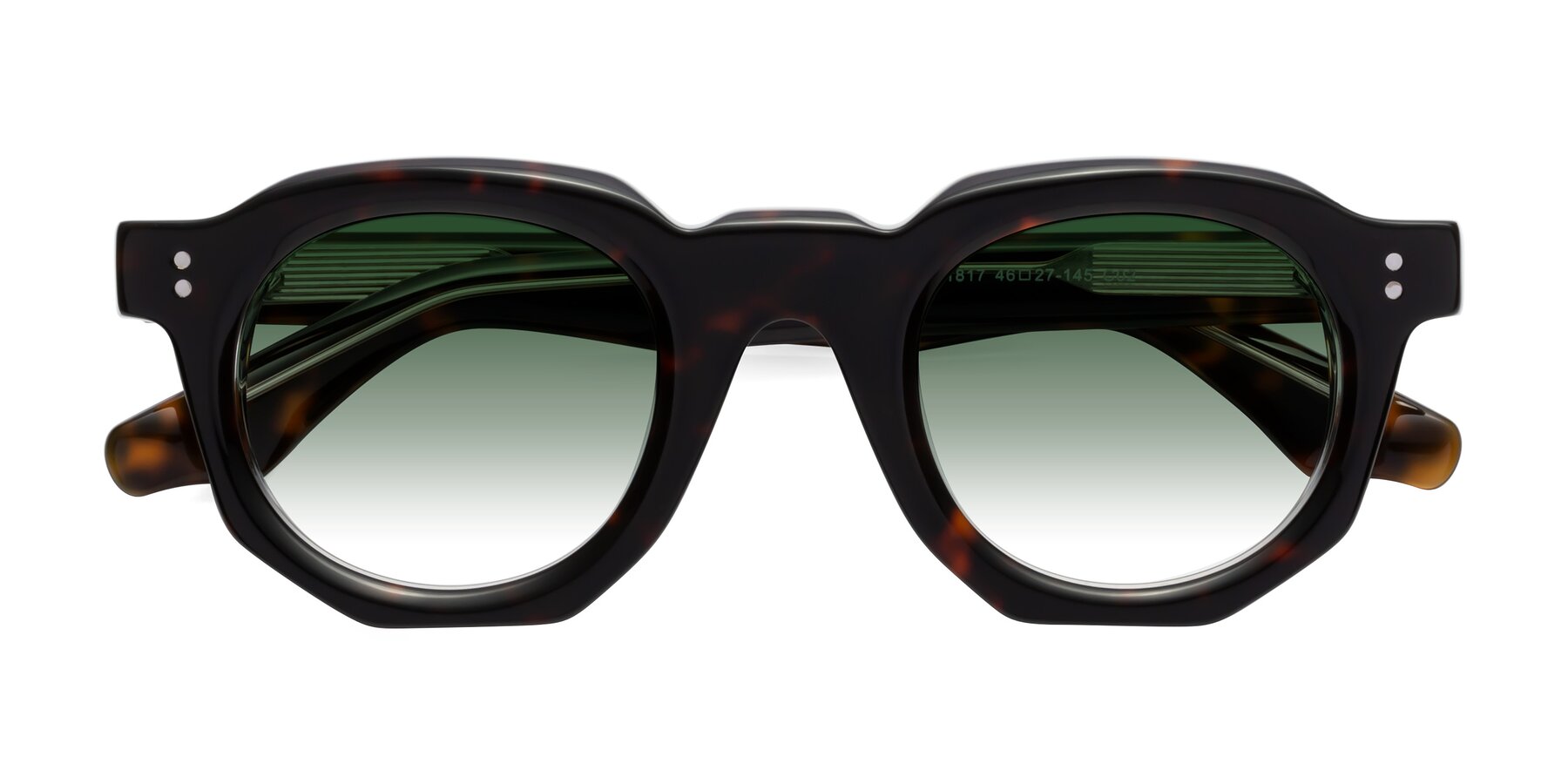 Folded Front of Clio in Tortoise with Green Gradient Lenses