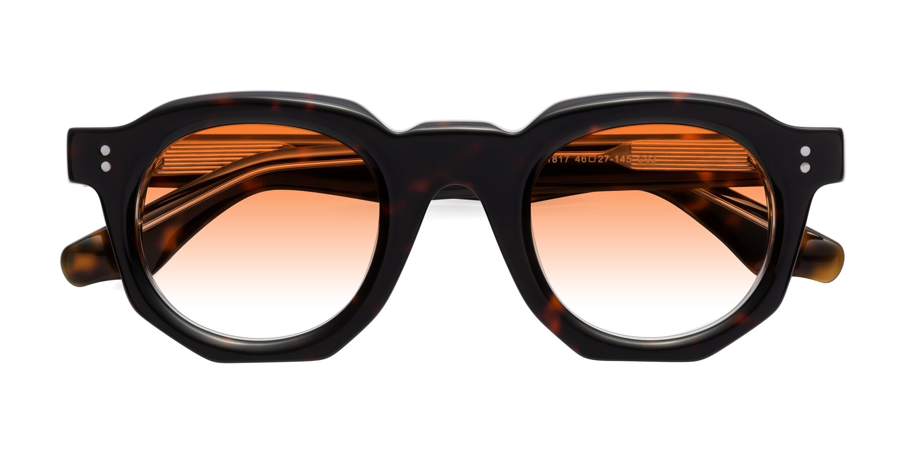 Folded Front of Clio in Tortoise with Orange Gradient Lenses