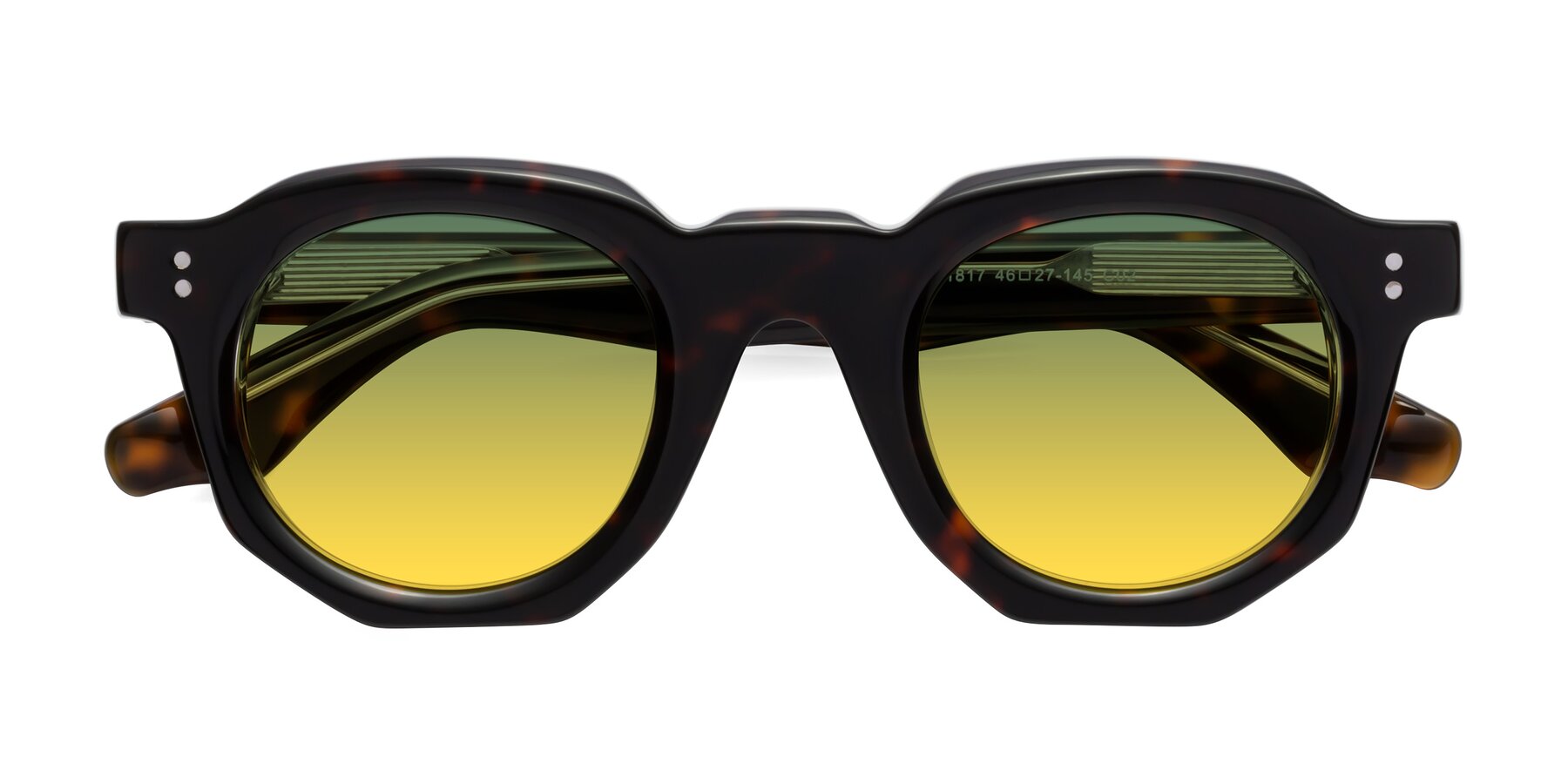 Folded Front of Clio in Tortoise with Green / Yellow Gradient Lenses