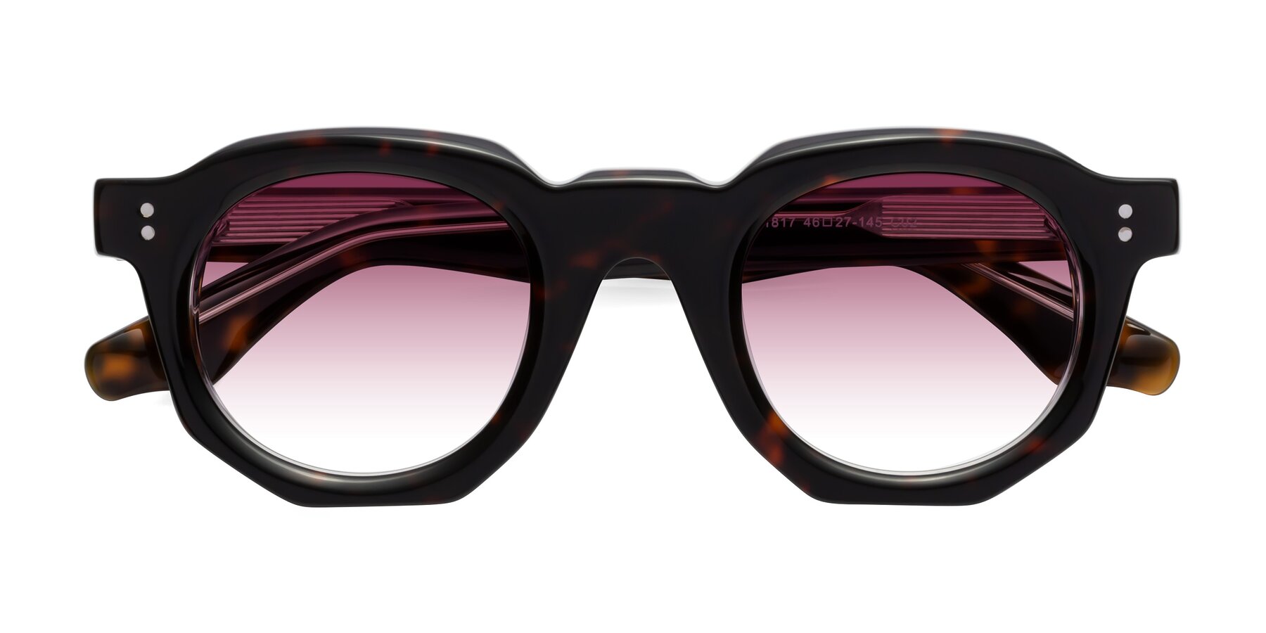 Folded Front of Clio in Tortoise with Wine Gradient Lenses