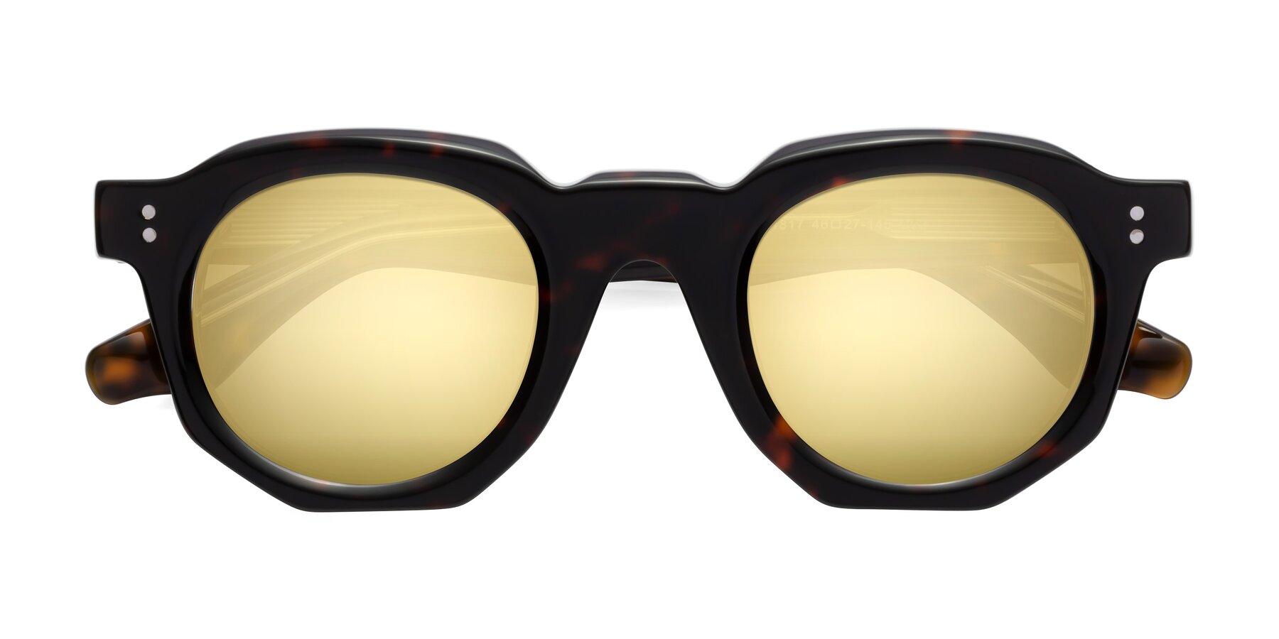 Folded Front of Clio in Tortoise with Gold Mirrored Lenses