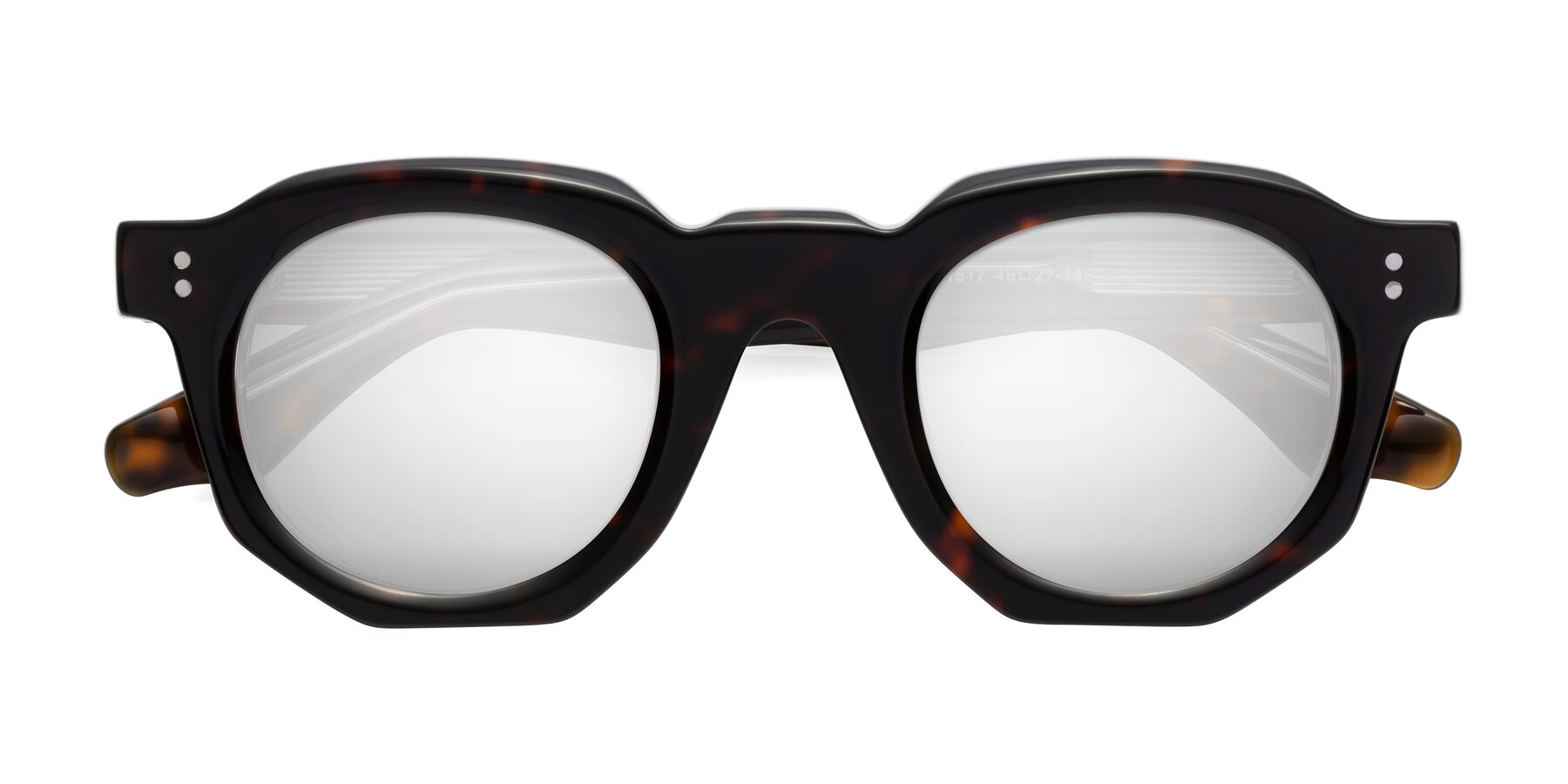 Folded Front of Clio in Tortoise with Silver Mirrored Lenses