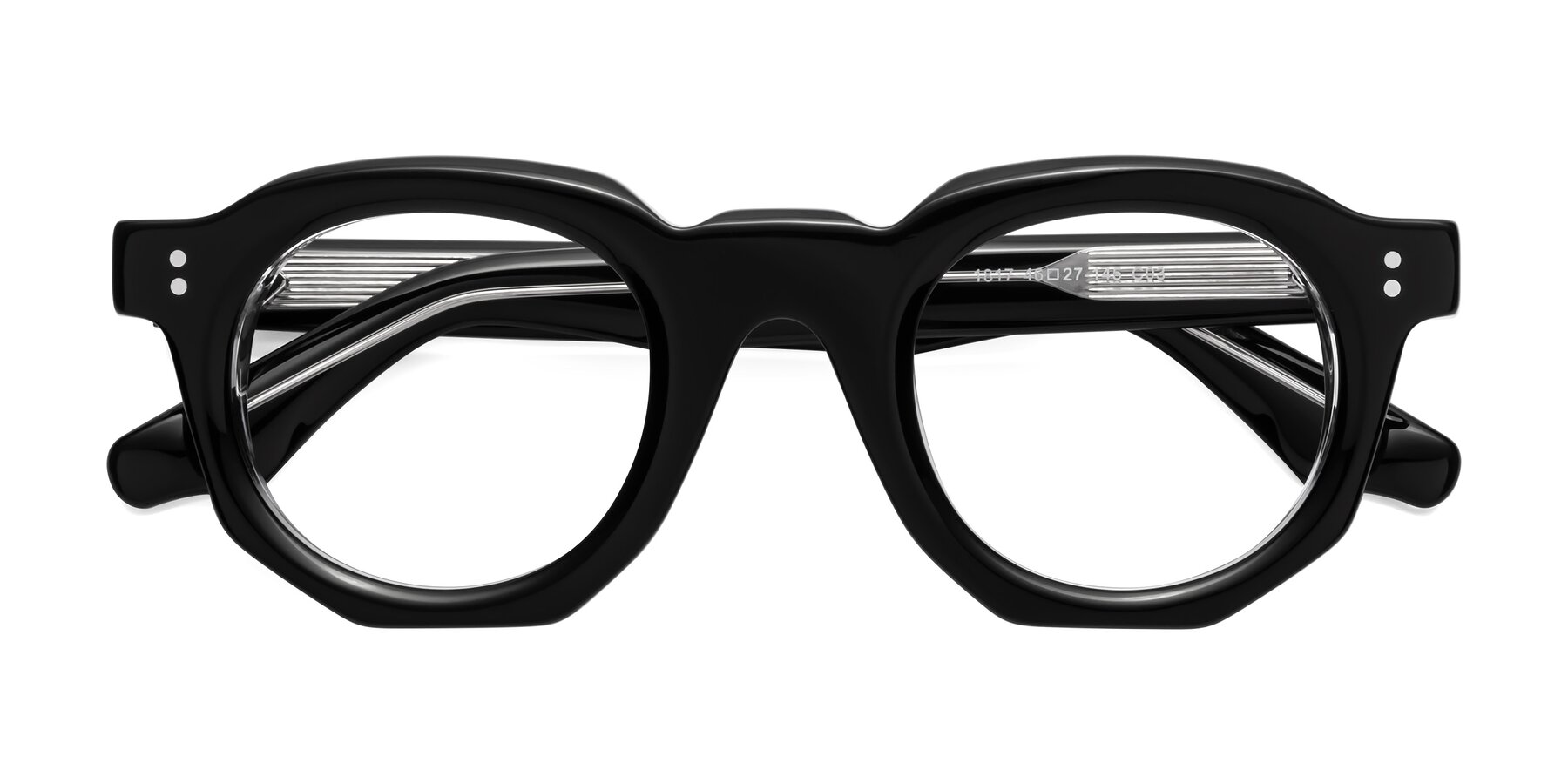 Folded Front of Clio in Black-Clear with Clear Blue Light Blocking Lenses