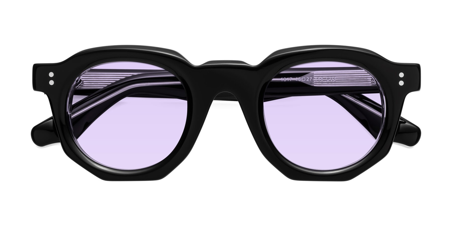 Folded Front of Clio in Black-Clear with Light Purple Tinted Lenses
