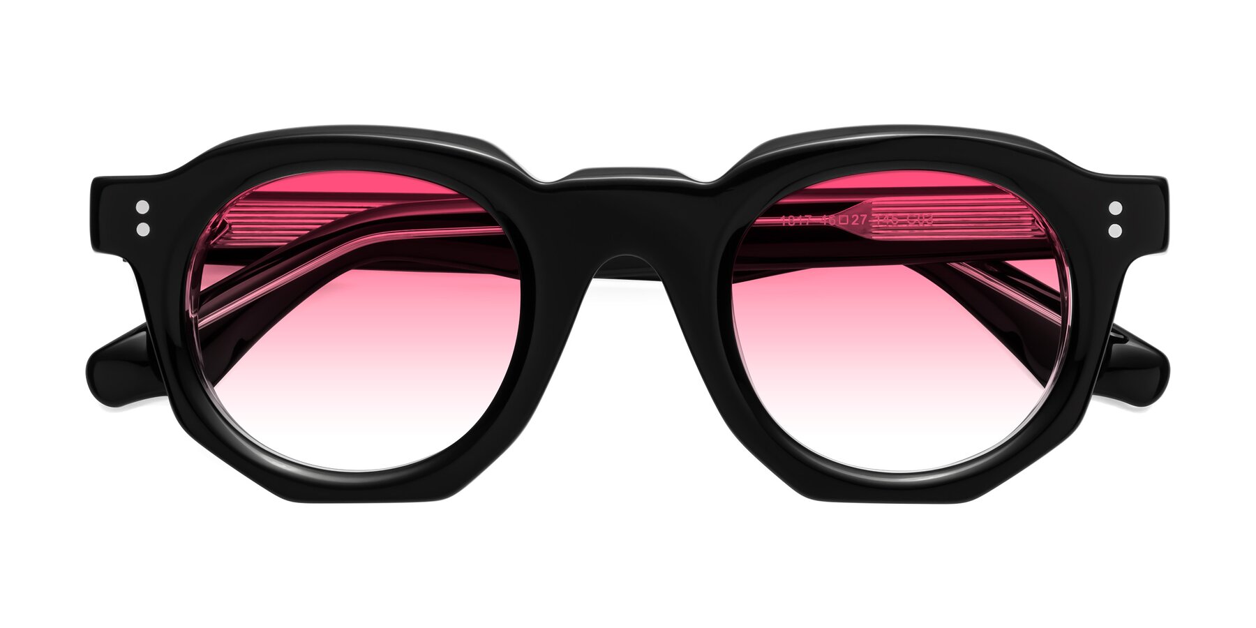 Folded Front of Clio in Black-Clear with Pink Gradient Lenses