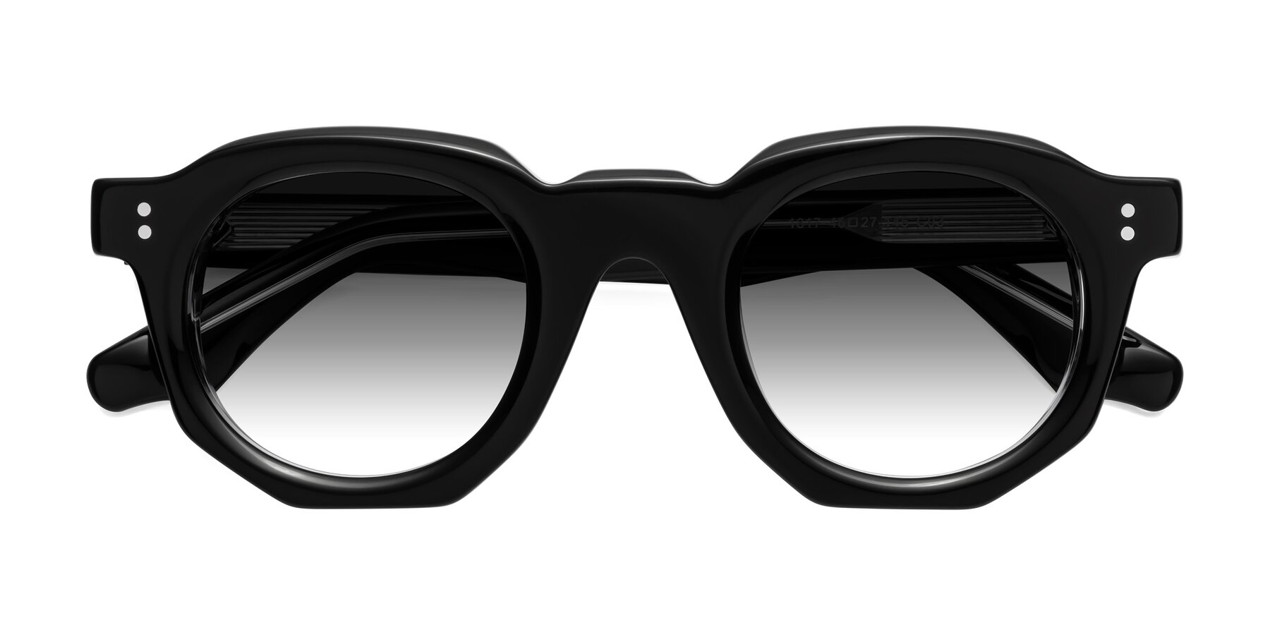 Folded Front of Clio in Black-Clear with Gray Gradient Lenses