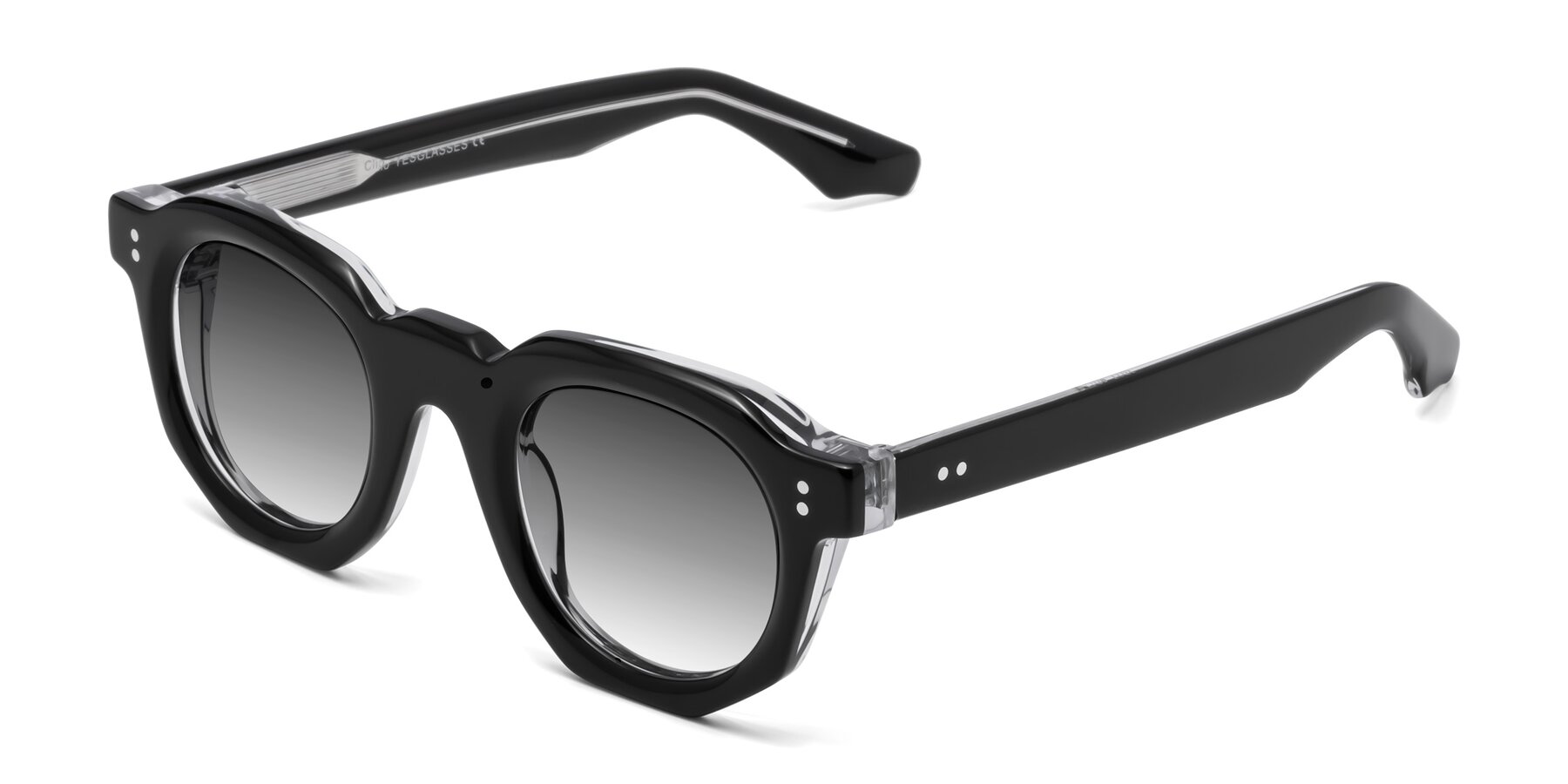 Angle of Clio in Black-Clear with Gray Gradient Lenses