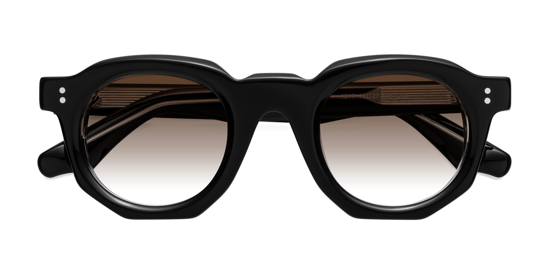 Folded Front of Clio in Black-Clear with Brown Gradient Lenses