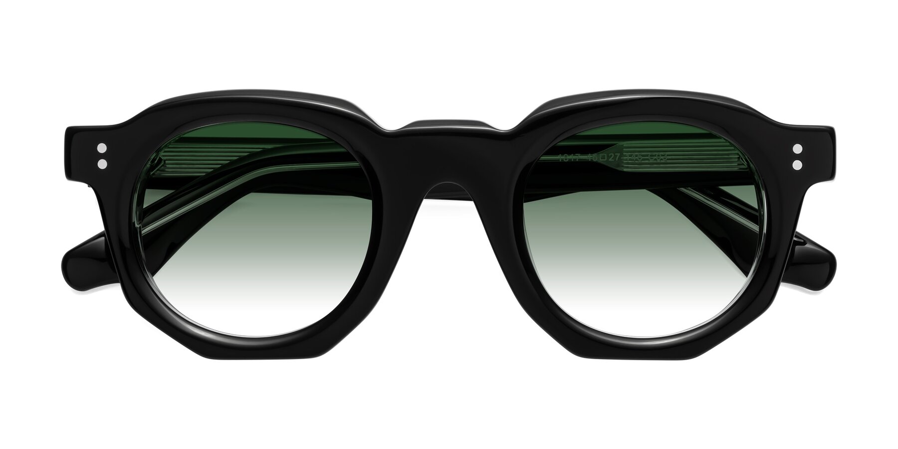 Folded Front of Clio in Black-Clear with Green Gradient Lenses