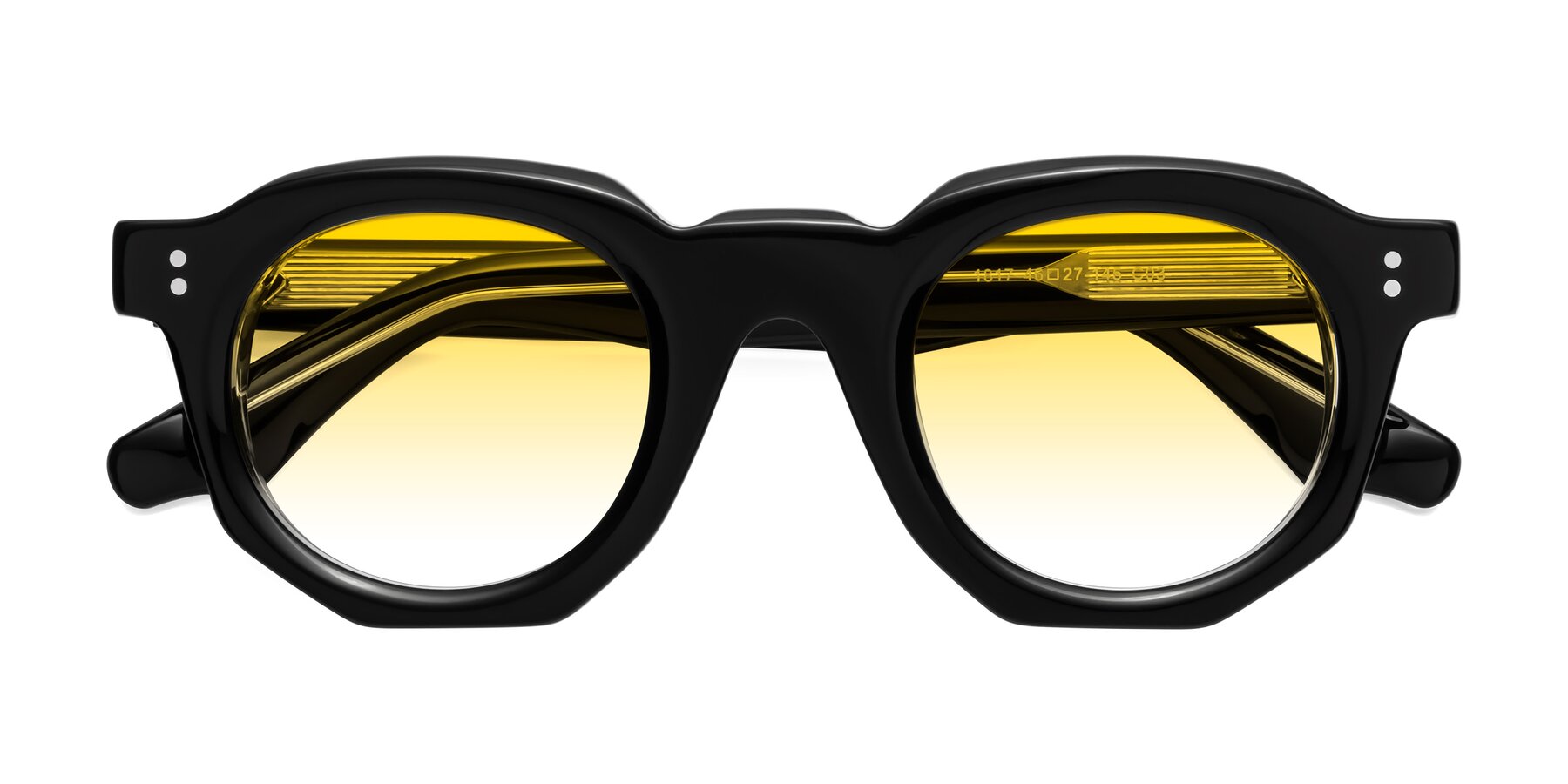 Folded Front of Clio in Black-Clear with Yellow Gradient Lenses